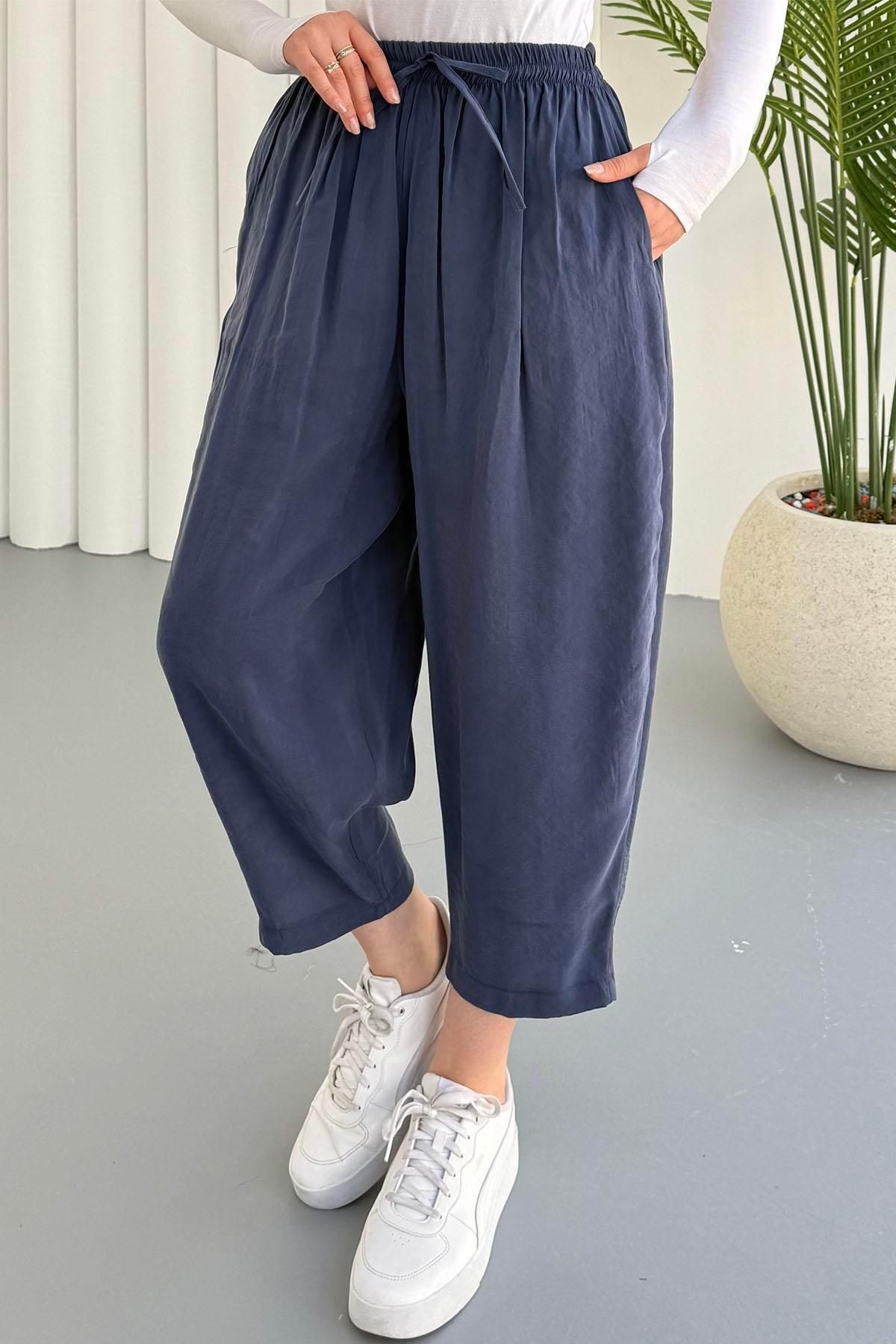 Modaensarbutik Modal Şalvar Pantolon-LACİVERT