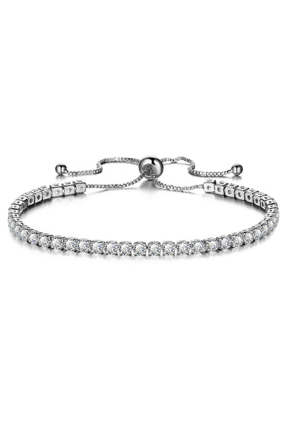 Tessero-- Brățară tenis de damă placată cu argint, reglabilă, 15+4 cm, pietre de zirconiu, argint 4