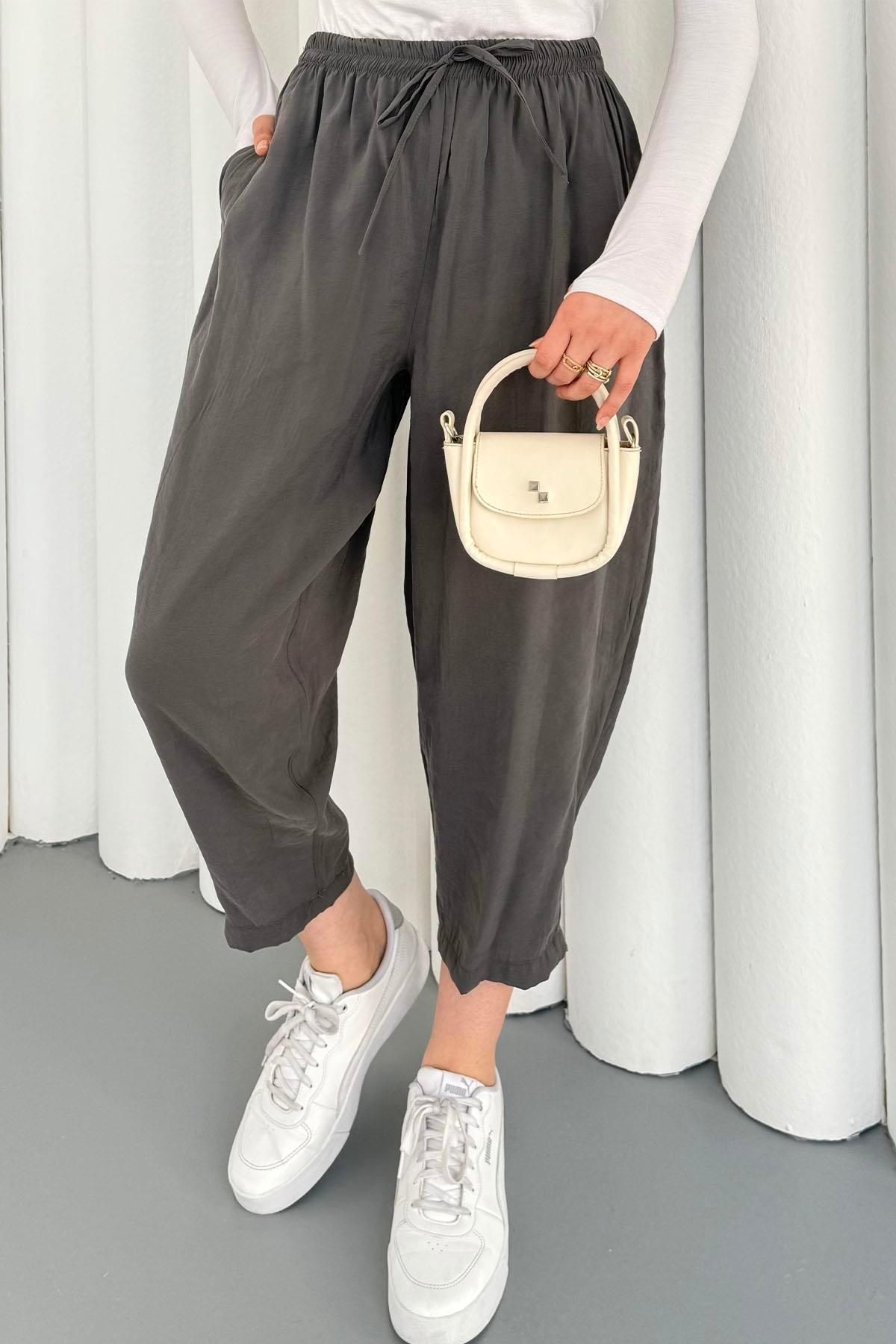 Modaensarbutik Modal Şalvar Pantolon-ANTRASİT