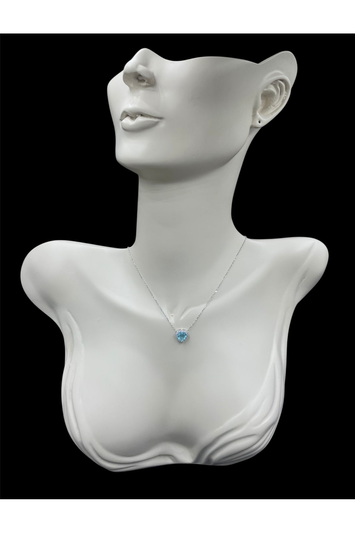nefjewelrydesign 925 Ayar Gümüş Zirkon Taşlı 44cm Kalp Model Kolye