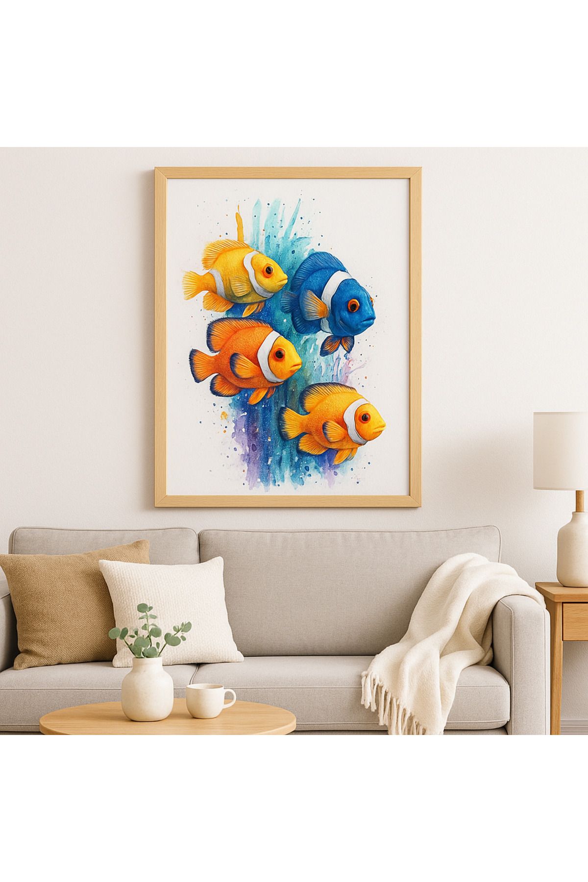 ARTABLE RENKLİ BALIKLAR AHŞAP ÇERÇEVELİ TABLO