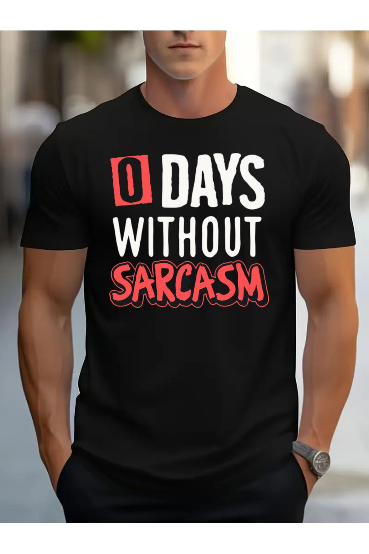 bellanova Oversize 0 Days Without Sarcasm Baskılı Unisex Tişört