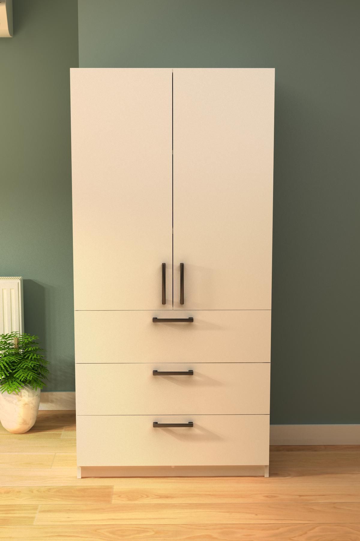 willhome Çok Amaçlı Kiler Mutfak Yüklük Dolabı 3 Çekmeceli Atlantik Çam KDC-180x86x45