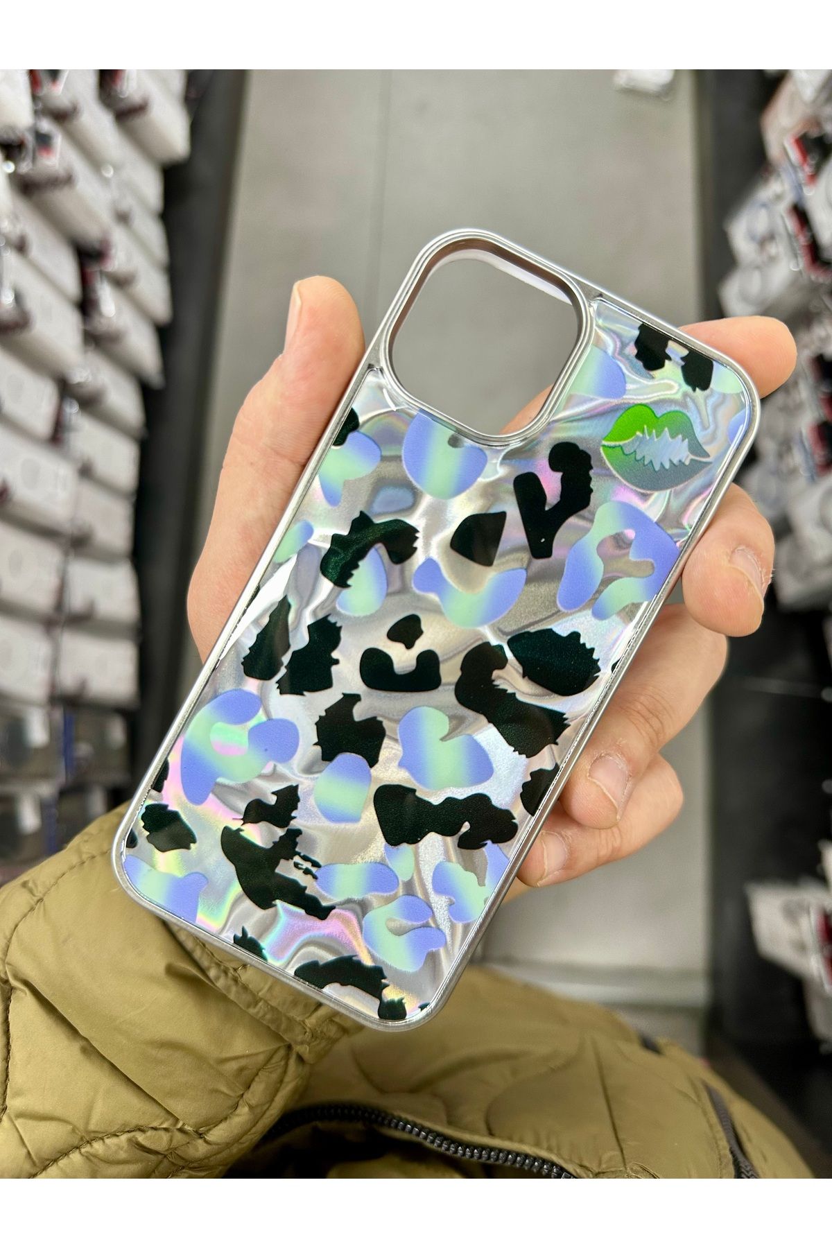 BURKİNA İphone 13 , iPhone 14 ile uyumlu Leopar Desenli Darbe Emici Esnek Silikon Kılıf
