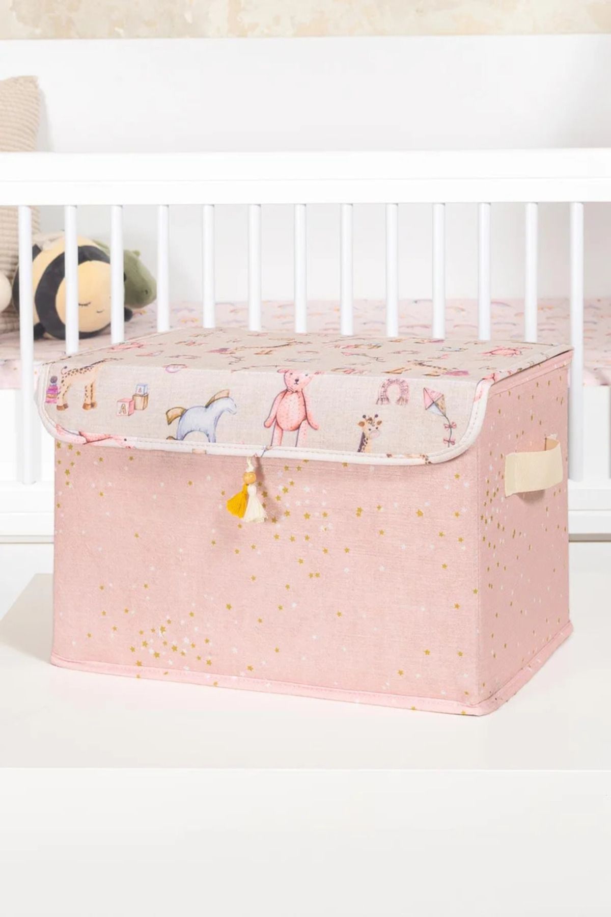 Olomo Bebek Kapaklı Saklama Kutusu–Maxi Boy 35x24x23 cm,Toz Koruyucu ,Oyuncak&Kıyafet Düzenleyici