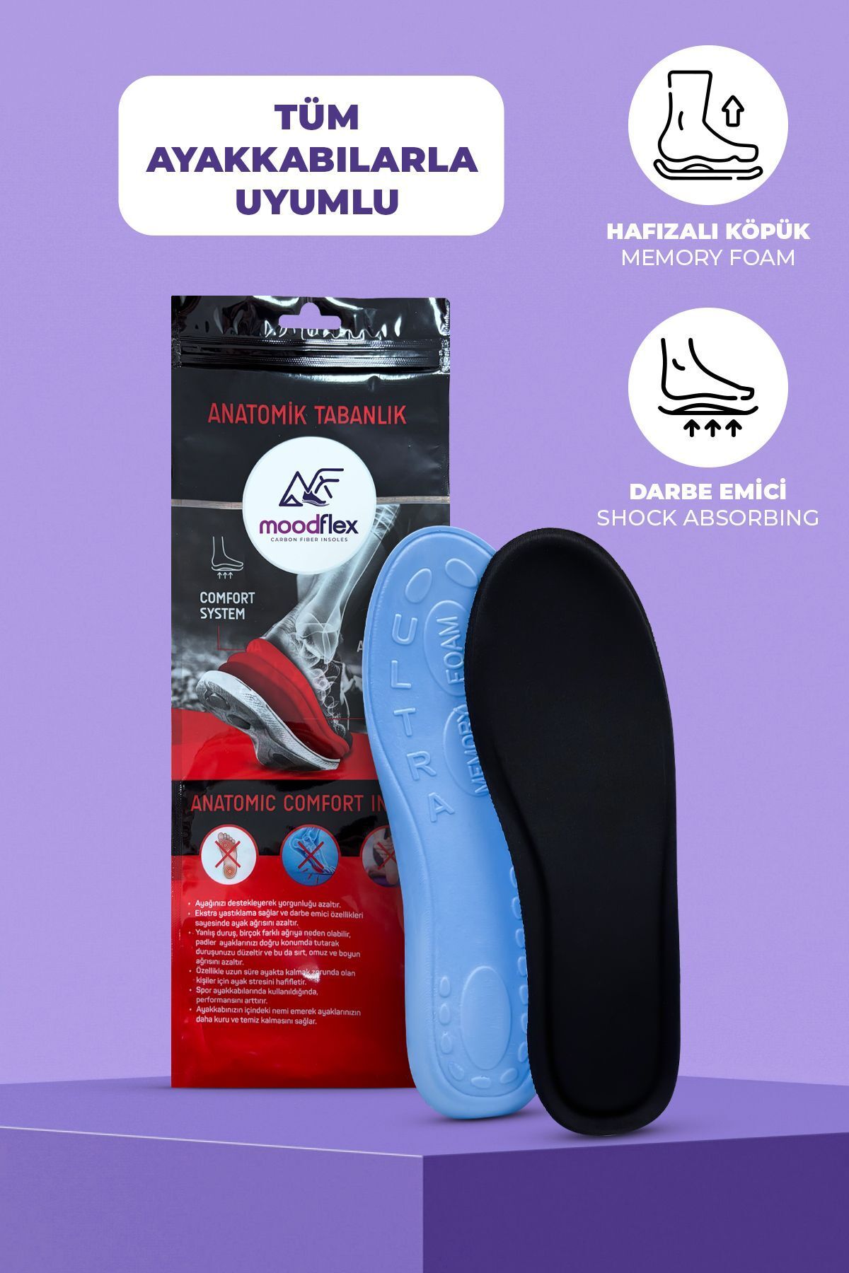 teknotrust TR Hafıza Taban Özel Üretilmiş Memory Foam Ortopedik Iç Tabanlık 40-46