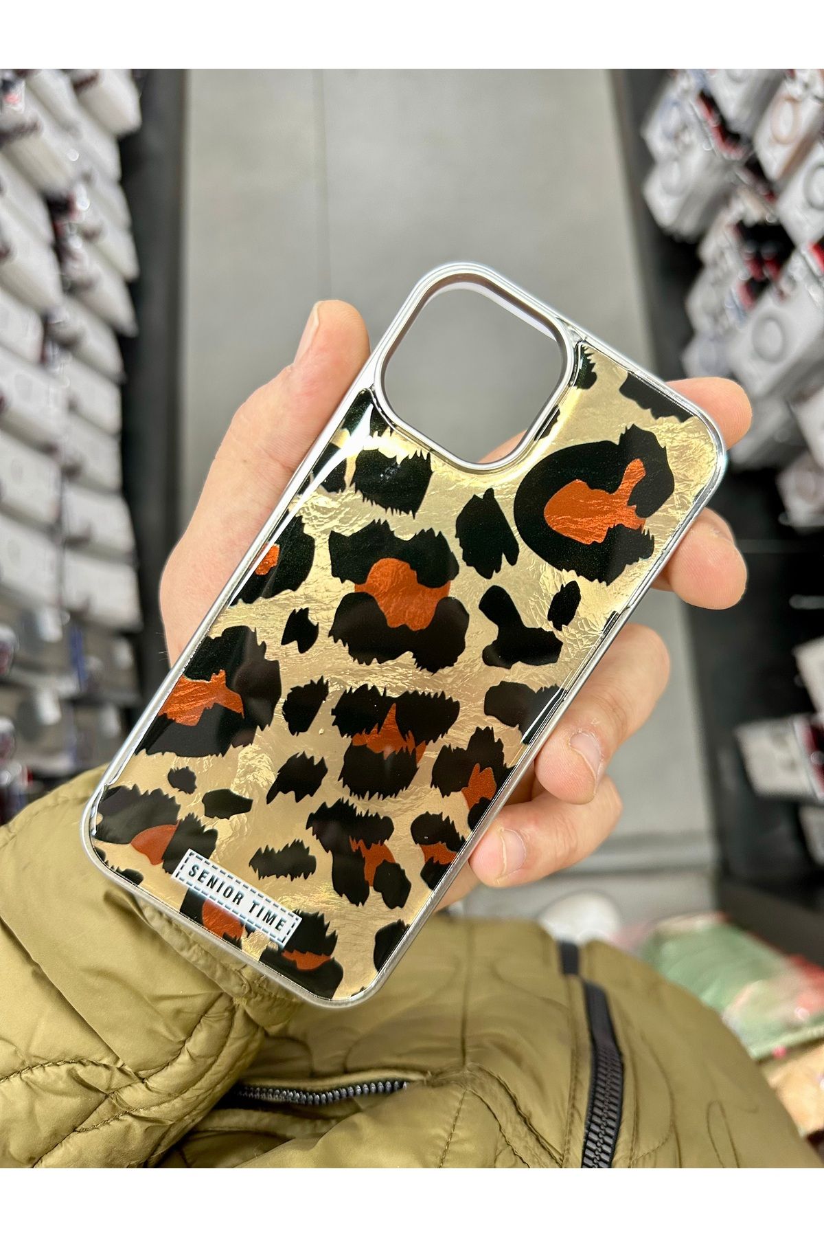 BURKİNA İphone 13 , iPhone 14 ile uyumlu Leopar Desenli Darbe Emici Esnek Silikon Kılıf