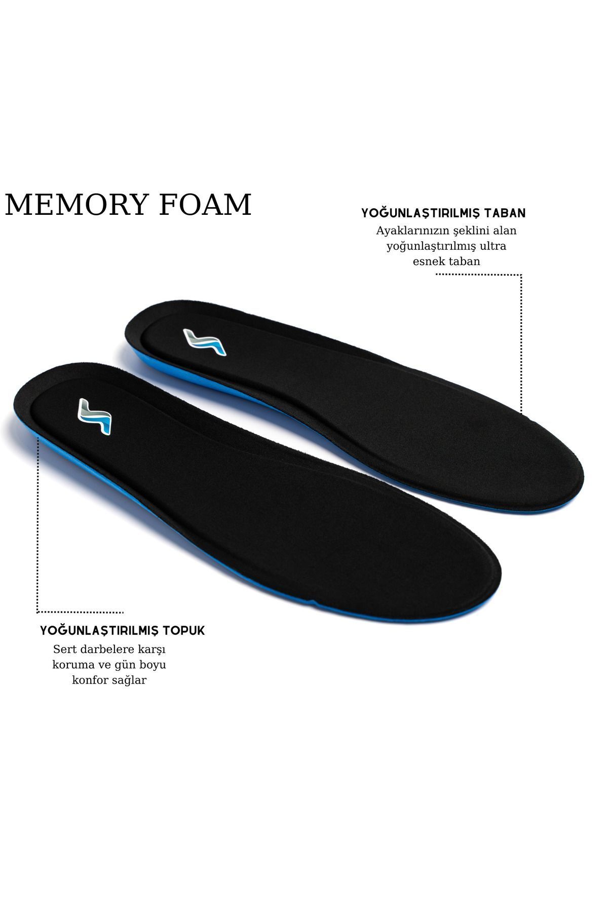 teknotrust Memory Foam Memory Foam Ortapedik Yastıklı Unisex 100 Model Tabanlık SİYAH TR Topuk