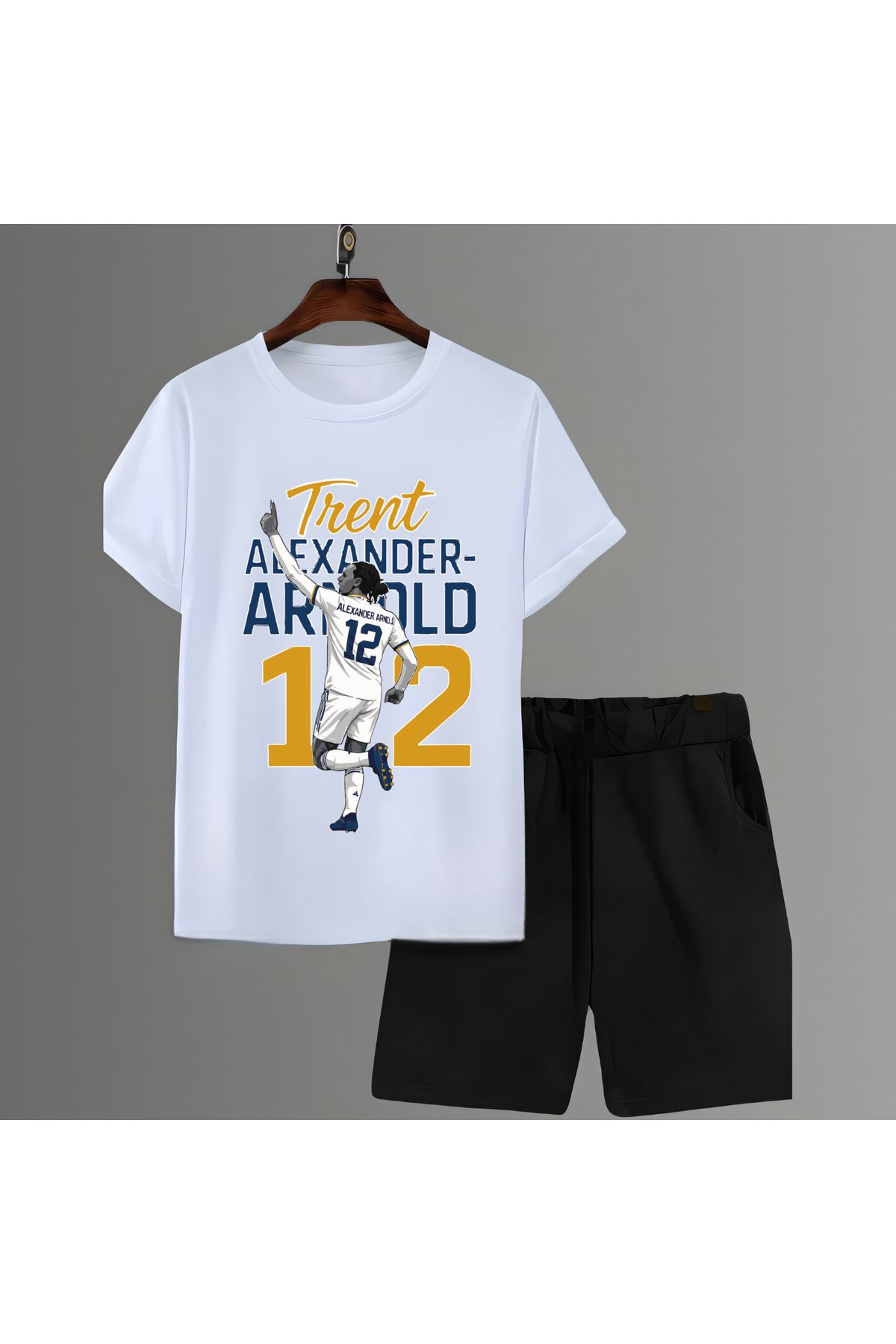 Biy Store Trent Alexander-Arnold forma futbol baskılı unisex kısa kollu erkek tişört kadın t-shirt şort takımı