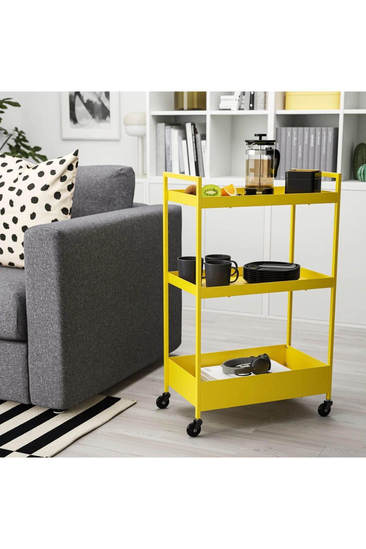 IKEA Premium Servis Arabası Sarı Renk 50.5x30x83 Cm
