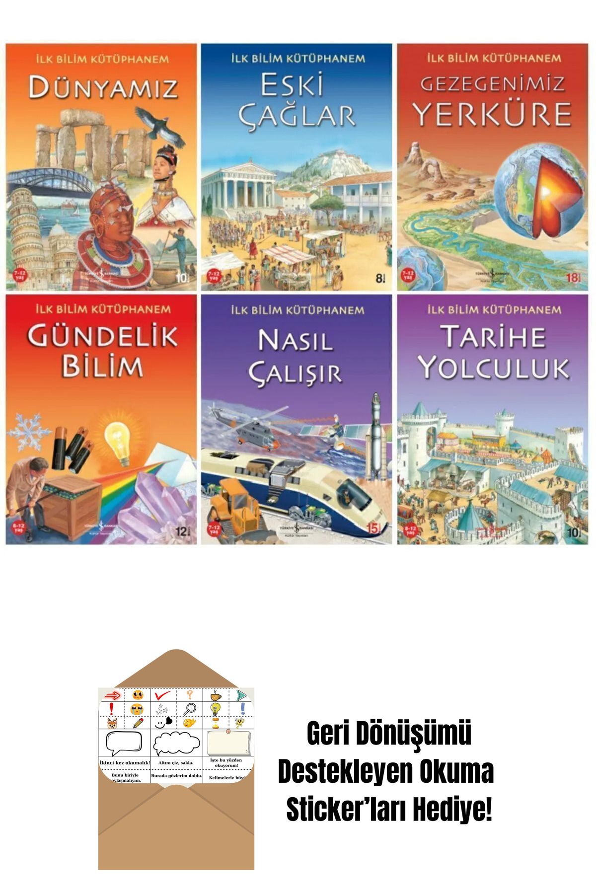 TÜRKİYE İŞ BANKASI KÜLTÜR YAYINLARI İlk Bilim Kütüphanem 6 Kitap Set + Okuma Sticker'ları