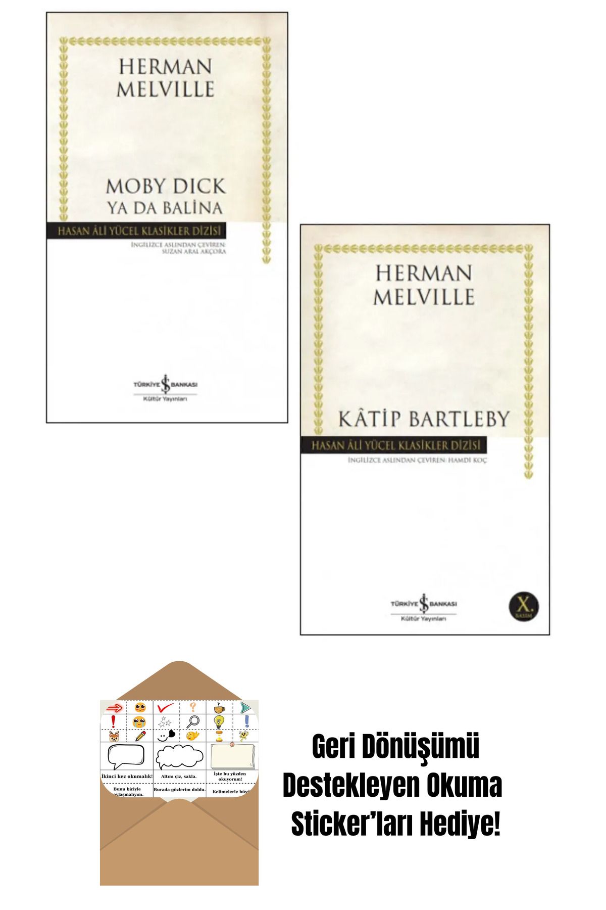 TÜRKİYE İŞ BANKASI KÜLTÜR YAYINLARI Herman Melville 2 Kitap Set + Okuma Sticker'ları