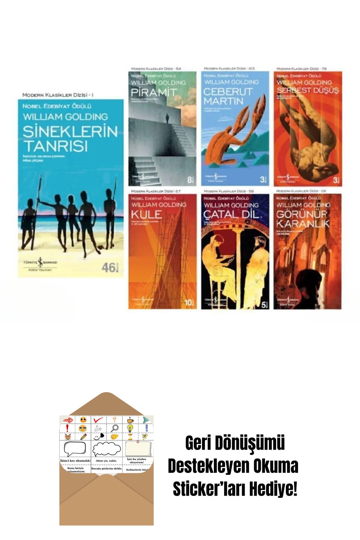 TÜRKİYE İŞ BANKASI KÜLTÜR YAYINLARI İş Bankası William Golding 7 Kitap Set + Okuma Sticker'ları