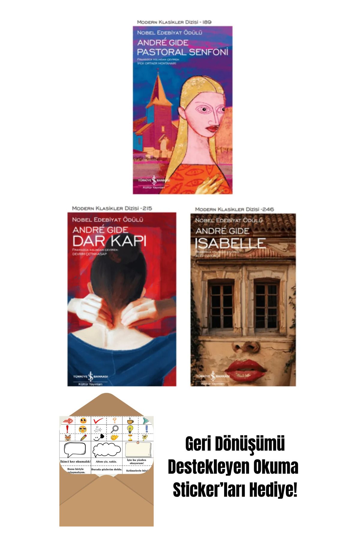 TÜRKİYE İŞ BANKASI KÜLTÜR YAYINLARI Andre Gide 3 Kitap + Okuma Sticker'ları