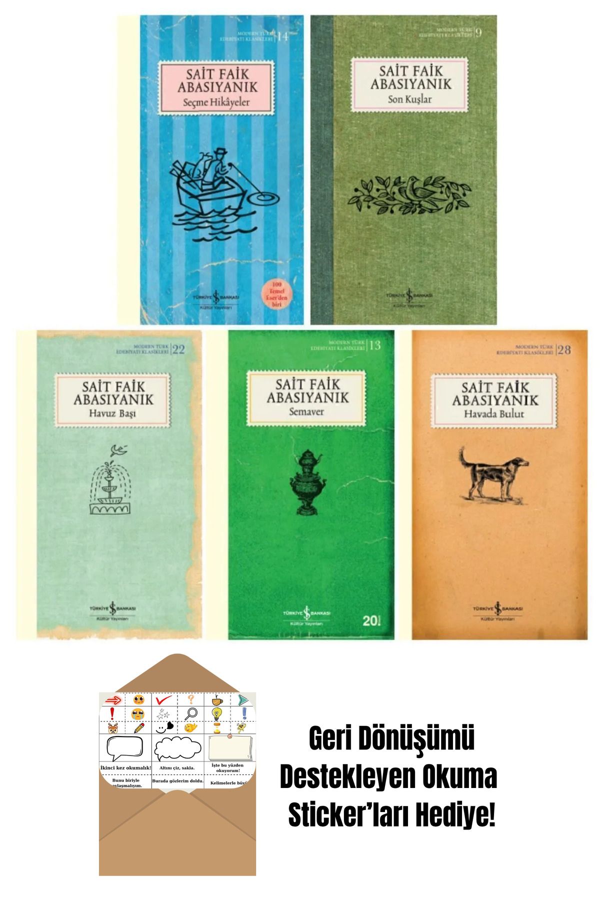 TÜRKİYE İŞ BANKASI KÜLTÜR YAYINLARI Sait Faik Abasıyanık 5 Kitap Set + Okuma Sticker'ları