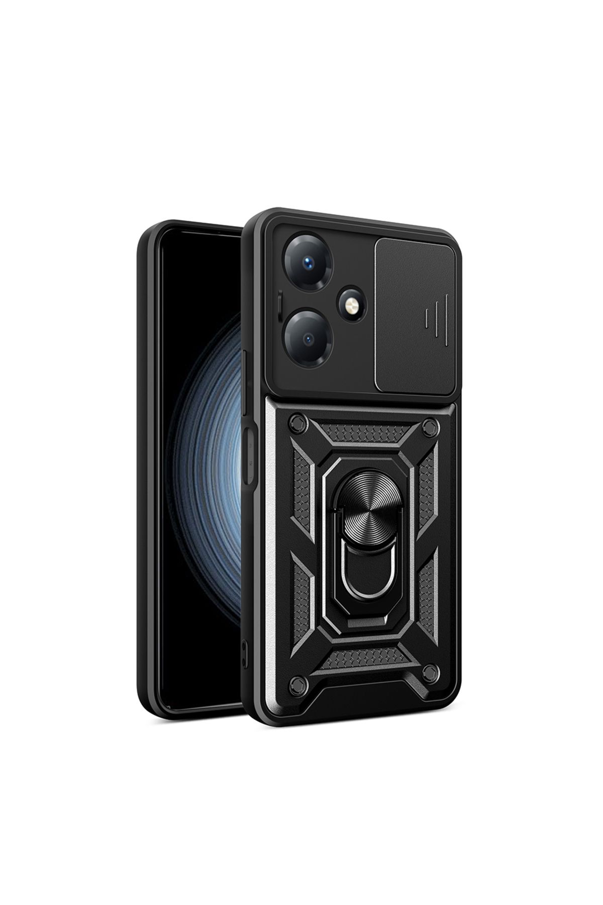 Başkenttekno İnfinix Hot 30 Play Kılıf Magnetik Standlı Kamera Korumalı Sürgülü Vega Kapak