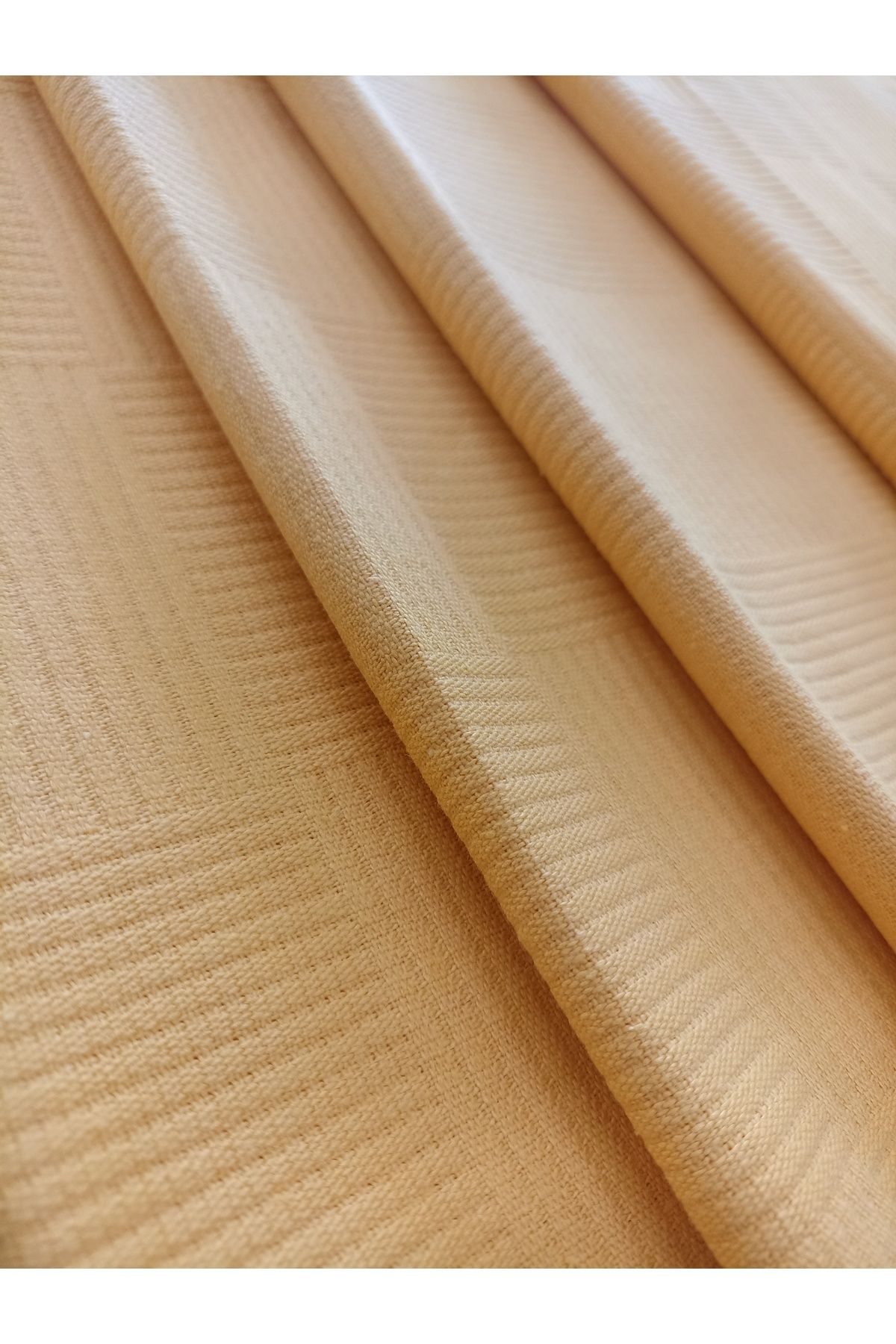 ida design store Sarı Renk Kübik Damalı Desenli Pike Kumaşı 100x240