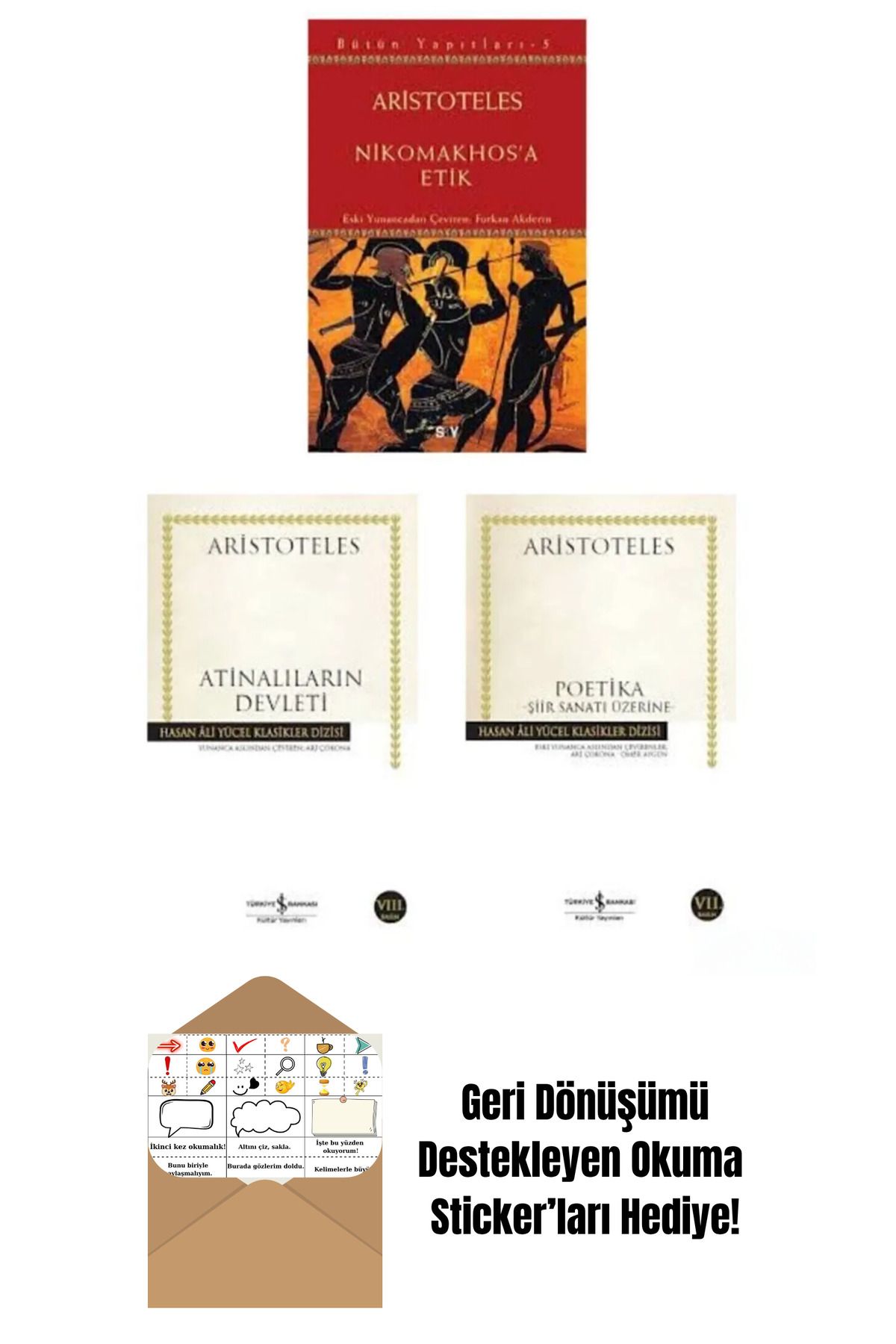 TÜRKİYE İŞ BANKASI KÜLTÜR YAYINLARI Aristoteles 3 Kitap Set + Okuma Sticker'ları