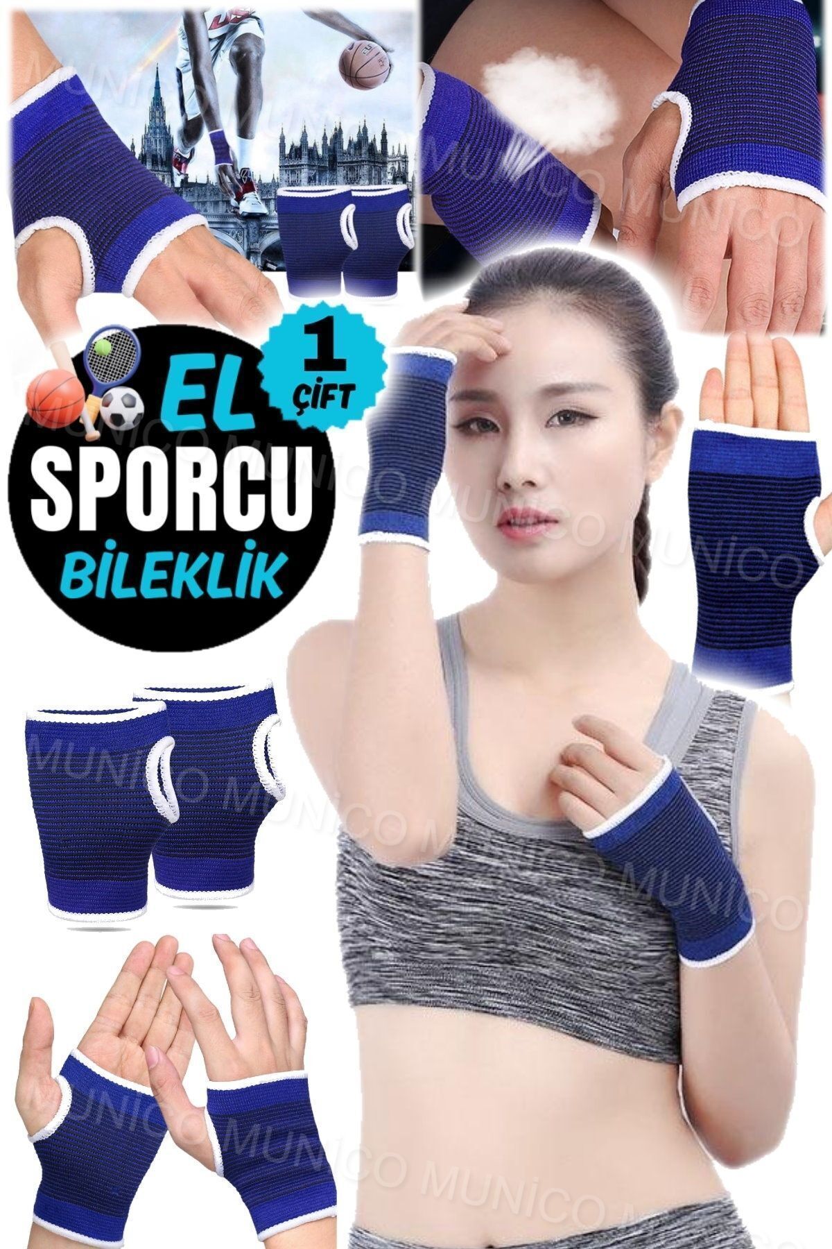 teknotrust Standart 1 Çift Basketbol ve Futbol İçin El Bileği Koruyucu – Basınçlı Bandaj 1 Çift Elastik Bilek
