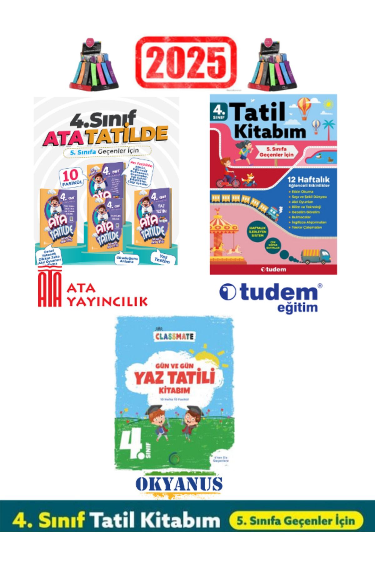 Fenomen Yayıncılık Ata 4.Sınıf Yaz Tatil+Tudem 4.Sınıf Yaz Tatil+Okyanus 4.Sınıf Gün Gün Yaz Tatil +Kalemlik