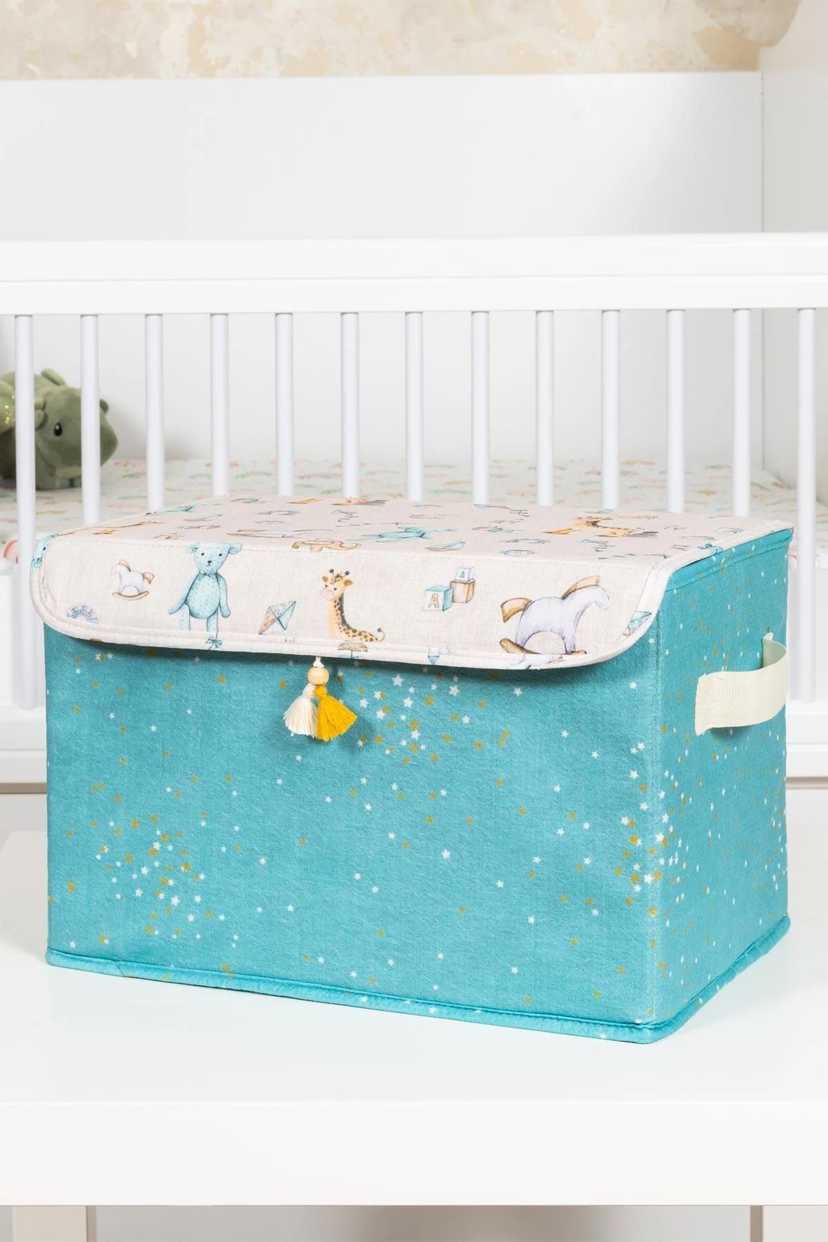 Olomo Bebek Kapaklı Saklama Kutusu–Maxi Boy 35x24x23 cm,Toz Koruyucu ,Oyuncak&Kıyafet Düzenleyici
