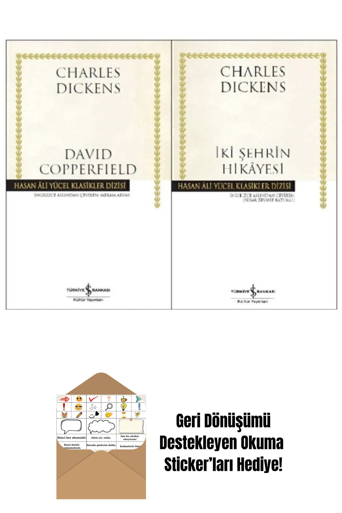 TÜRKİYE İŞ BANKASI KÜLTÜR YAYINLARI Charles Dickens 2 Kitap Set + Okuma Sticker'ları