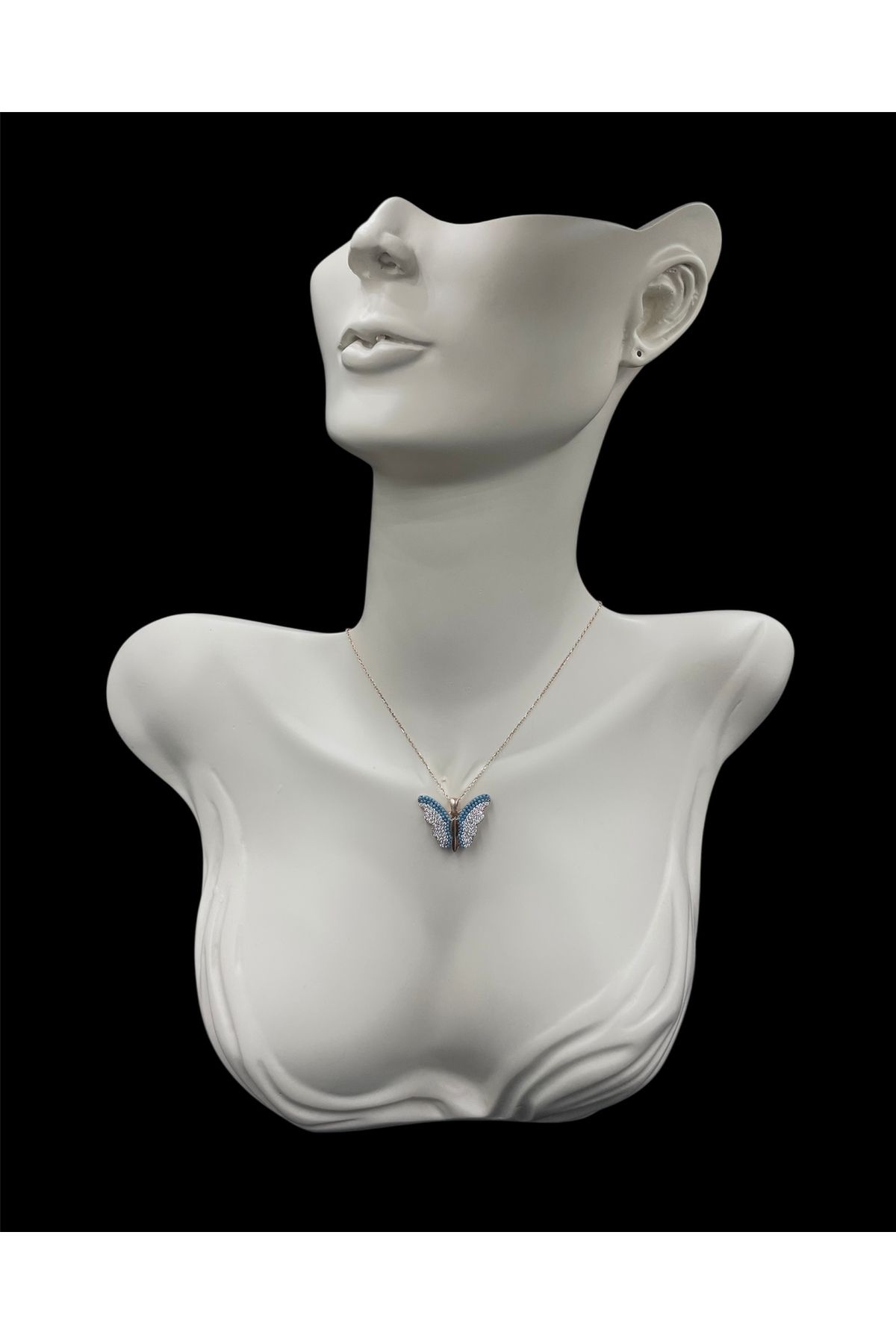 nefjewelrydesign 925 Ayar Gümüş 40cm Taş Detaylı Şık Kelebek Kolye