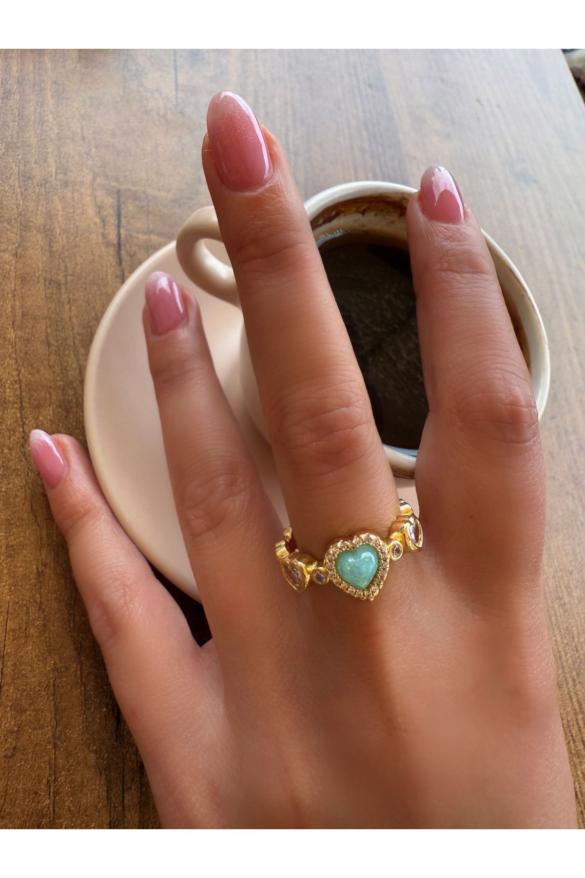 HeyYou Jewelry Ayarlanabilir kalp yüzük