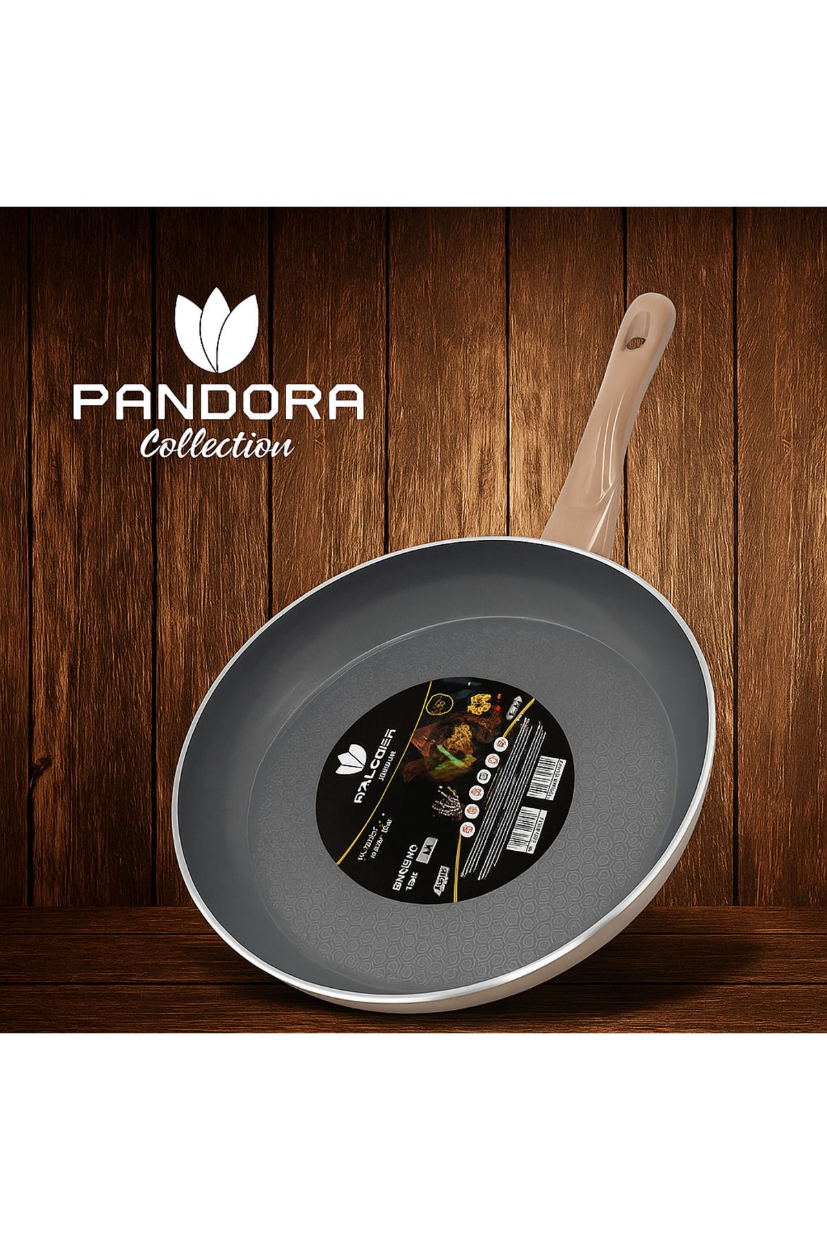 EVİNDA Pan-Dora Evinda 32 cm Kristal Döküm Tava - Granit , Yapışmaz Yüzeyli, Geniş ve Dayanıklı
