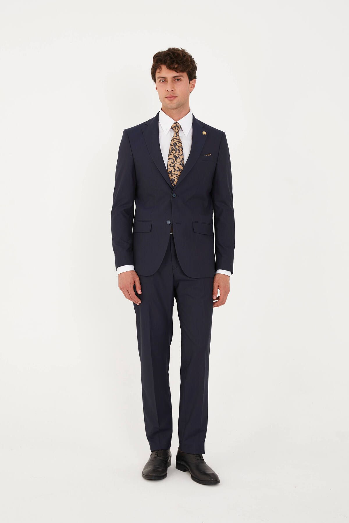 The Tailor Classics İnce Çizgili Çift Yırtmaçlı Takım Elbise