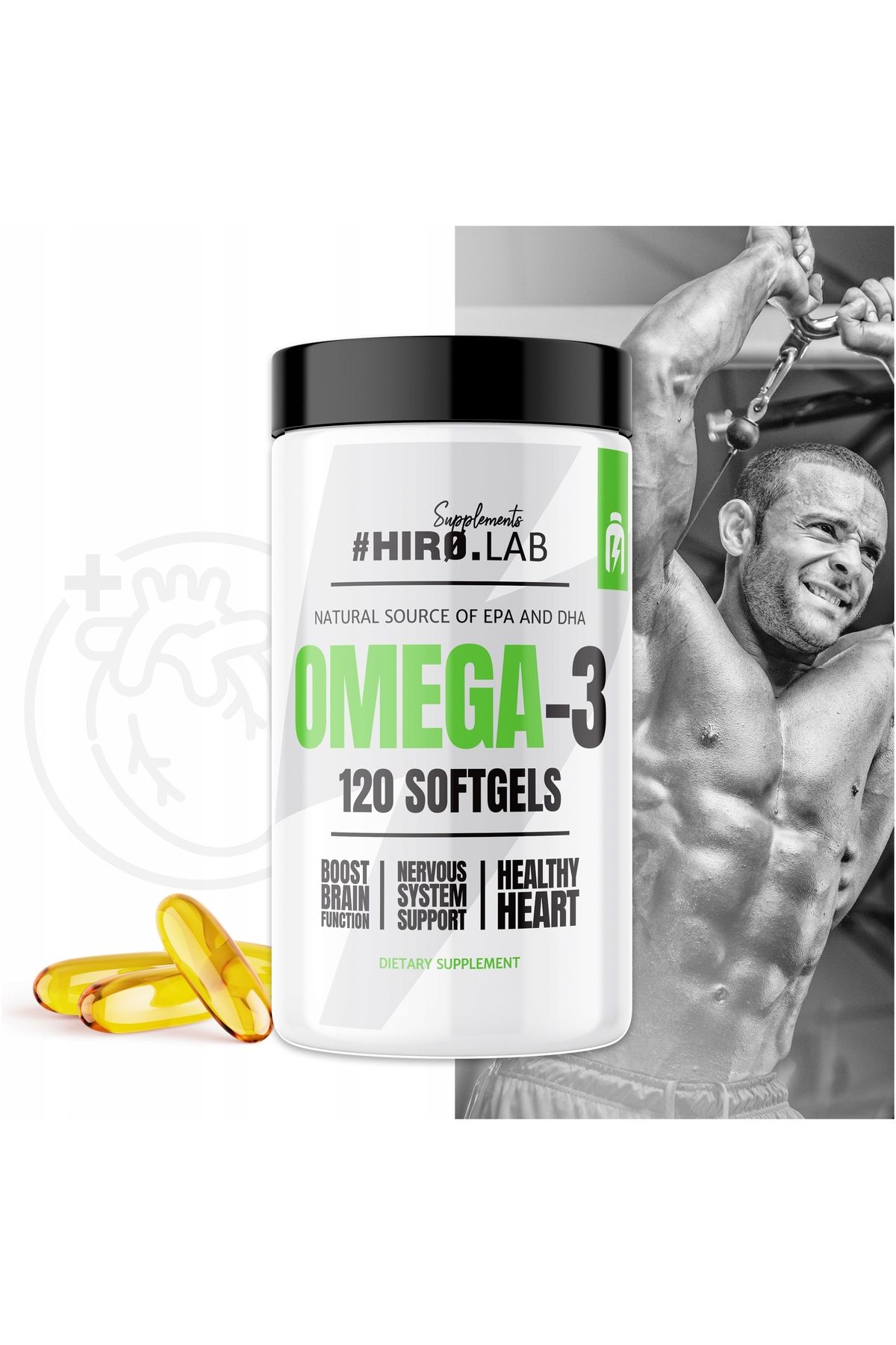 Hero Lab Omega-3 Fish Oil Balık yağı | 65% EPA + DHA 120 Kapsül - Polonya menşei