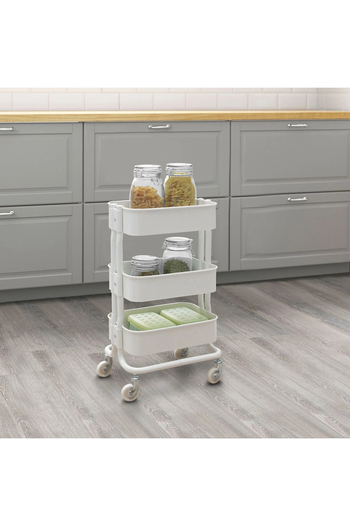IKEA Premium Servis Arabası Beyaz Renk 38x28x65 cm