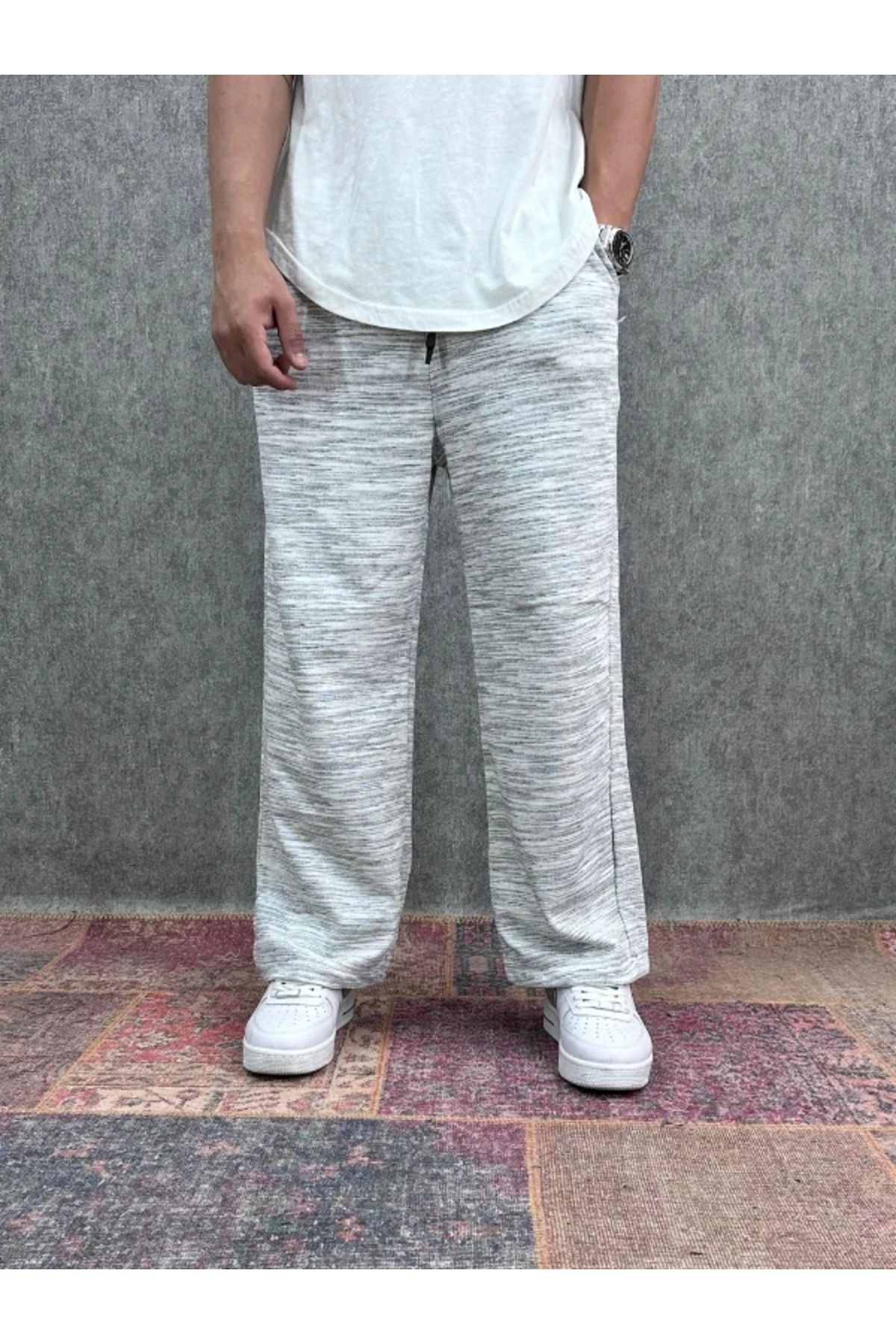 FıttingRoom Beli Lastikli Boru Paça Melanj Baggy Pantolon