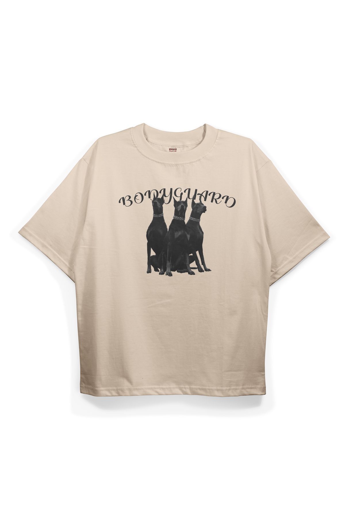Pinned Unisex Bodyguard Baskılı Beyaz Oversize Tişört | Arka ve Ön Baskılı Pamuk Yazlık Erkek Kadın Tshirt