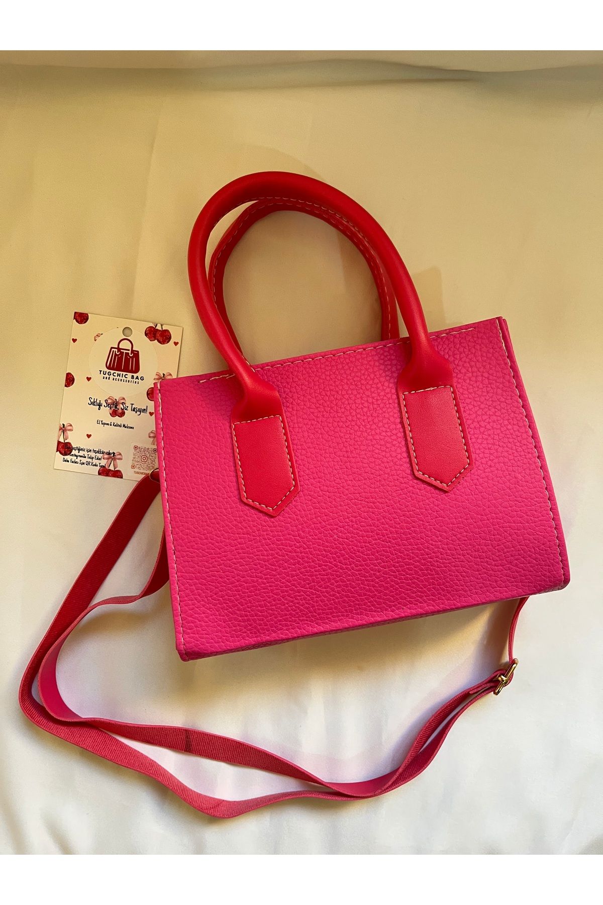 Tugchic Bags Cherry Pop Fuşya Mini Çanta
