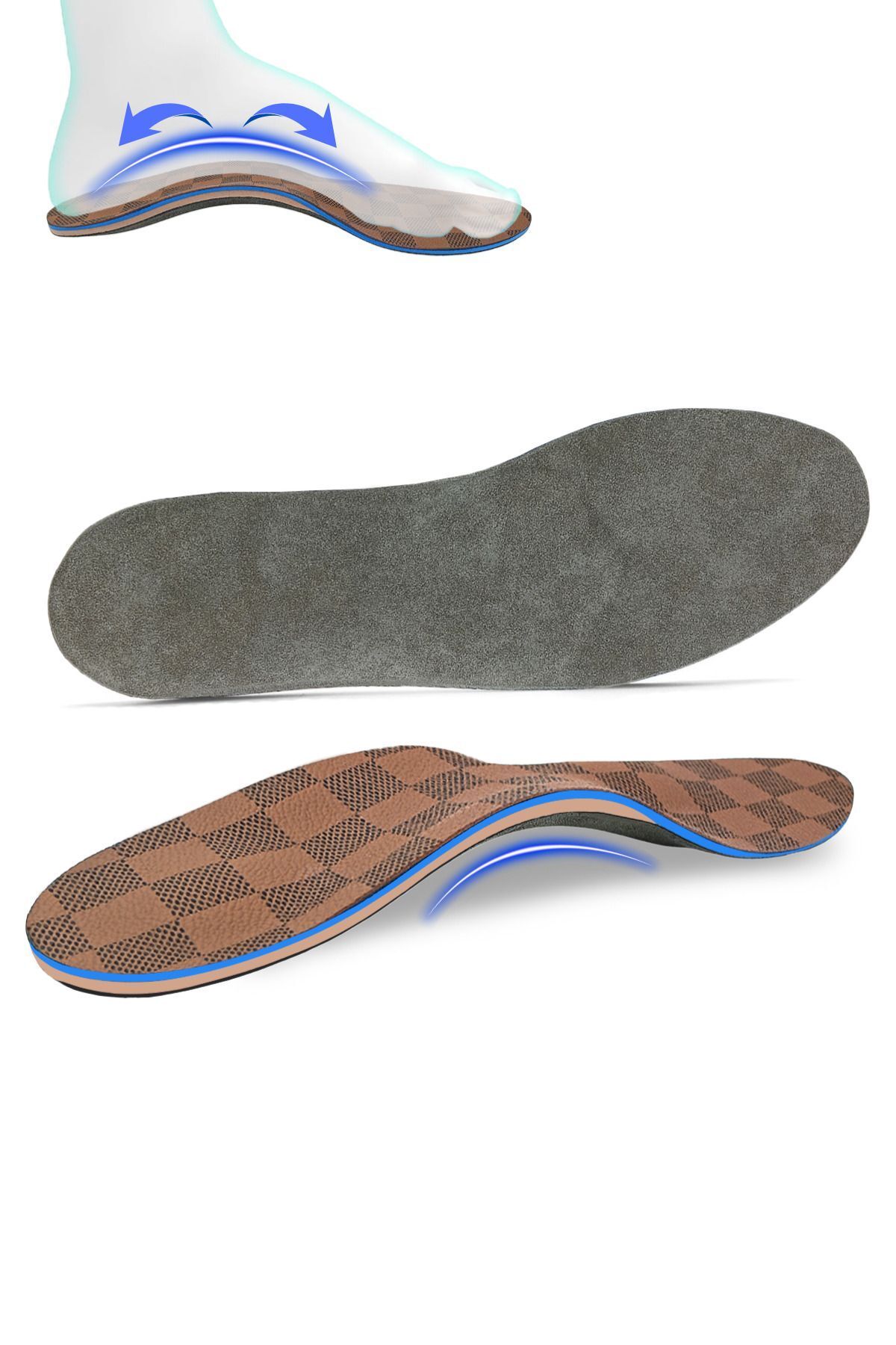 teknotrust Taban Desteği Handmade Starflex Tabanlık İçe Basma Tabanlık,Düz Taban Destekleyici Tabanlık Kahvere