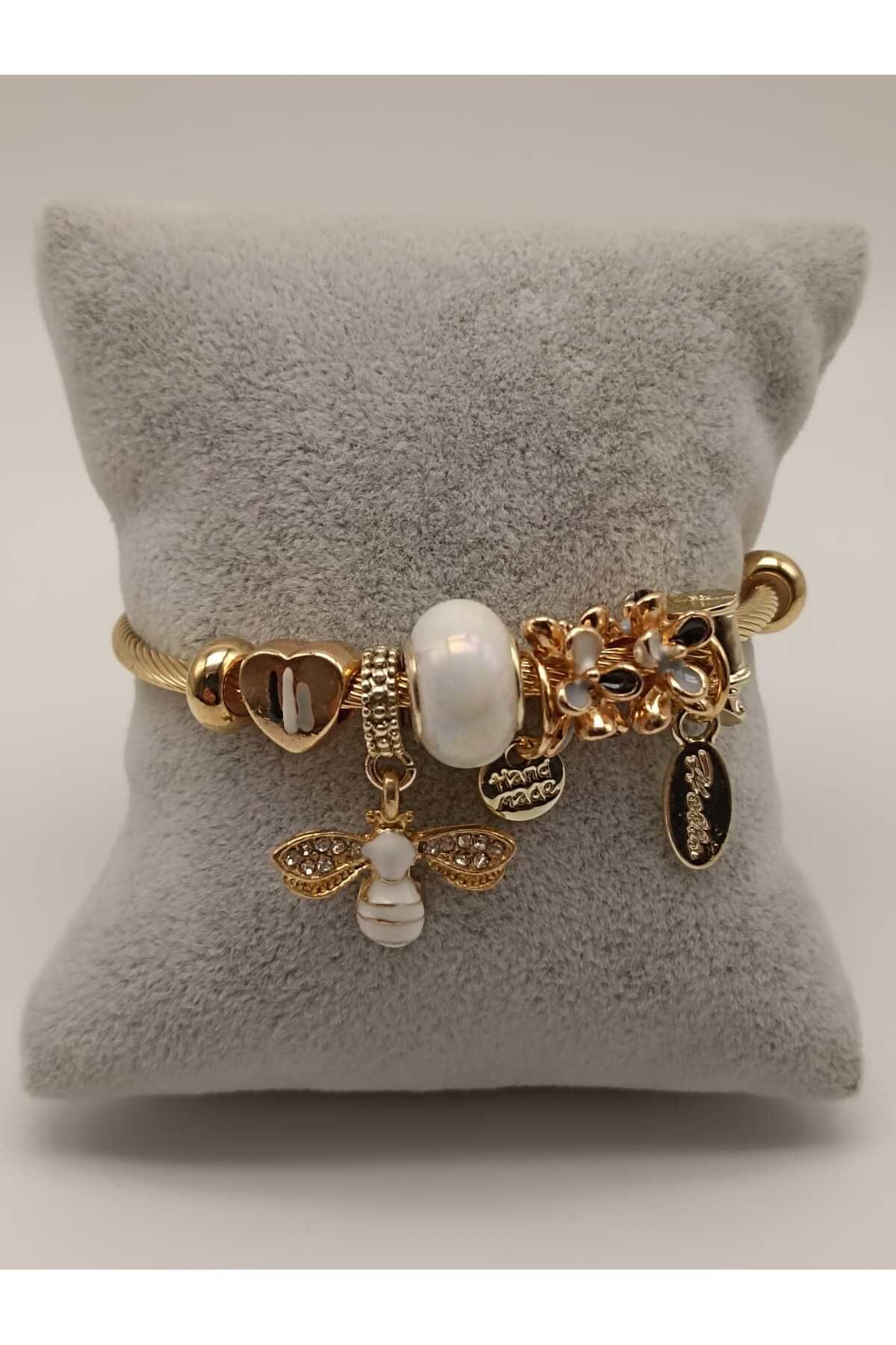 TLSMACCESORIES ÇELİK BİLEKLİK KARIŞIK FİGÜRLER GOLD