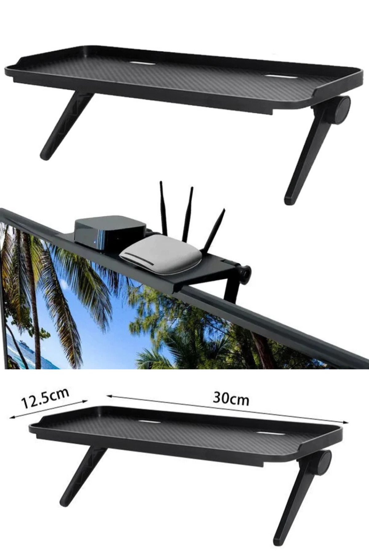 Comprox-Adjustable Monitor Tv over Shelf Organizer |   Television, Tablet Monitoring Practical Stand 3