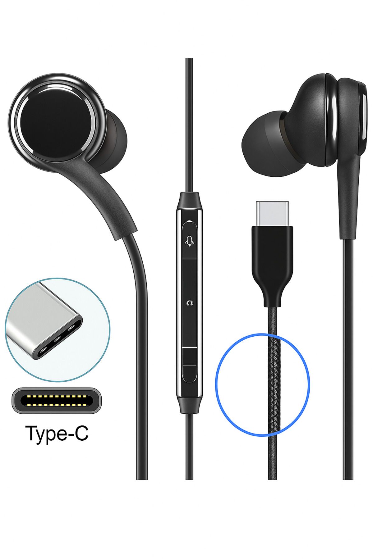 Novatis Tak Çalıştır Type-C 15-16 Serisi Samsung/Xiaomi/Huawei /Oppo Uyumlu Mikrofonlu Kulakiçi Kulaklık