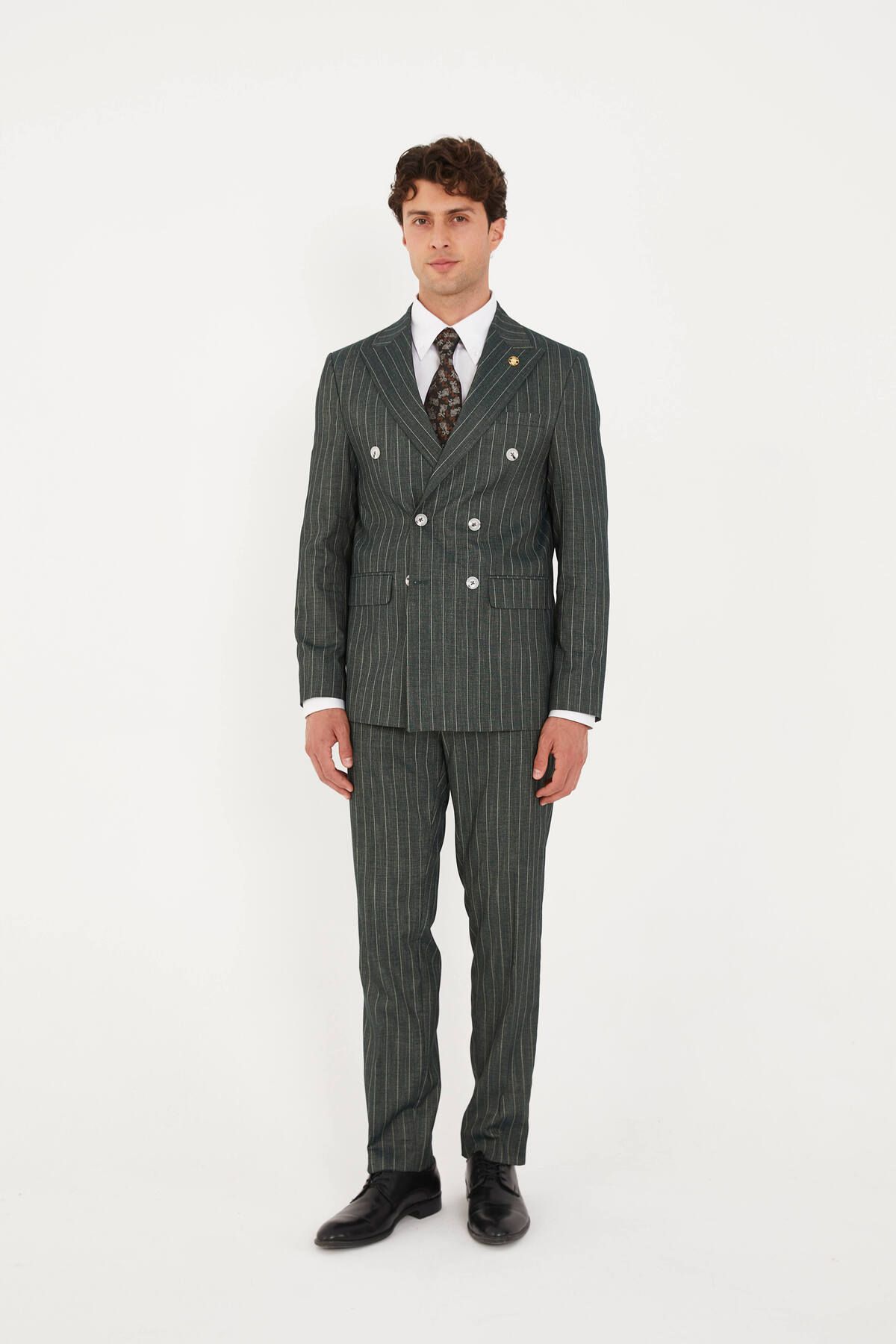 The Tailor Classics Çizgili Kruvaze Çift Yırtmaçlı Takım Elbise