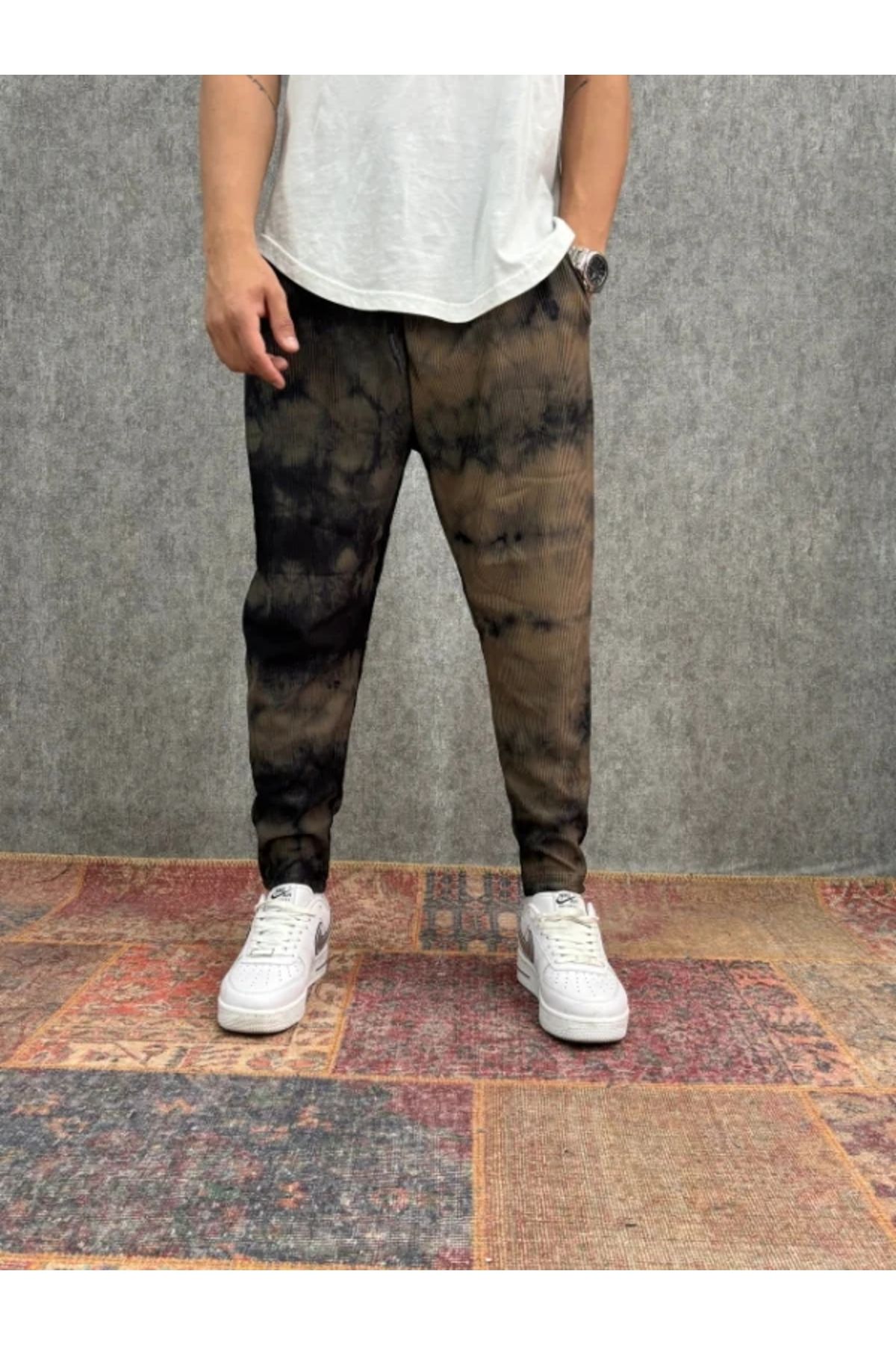 FıttingRoom Beli Lastikli Likralı Fitilli Kumaş Baggy Pantolon