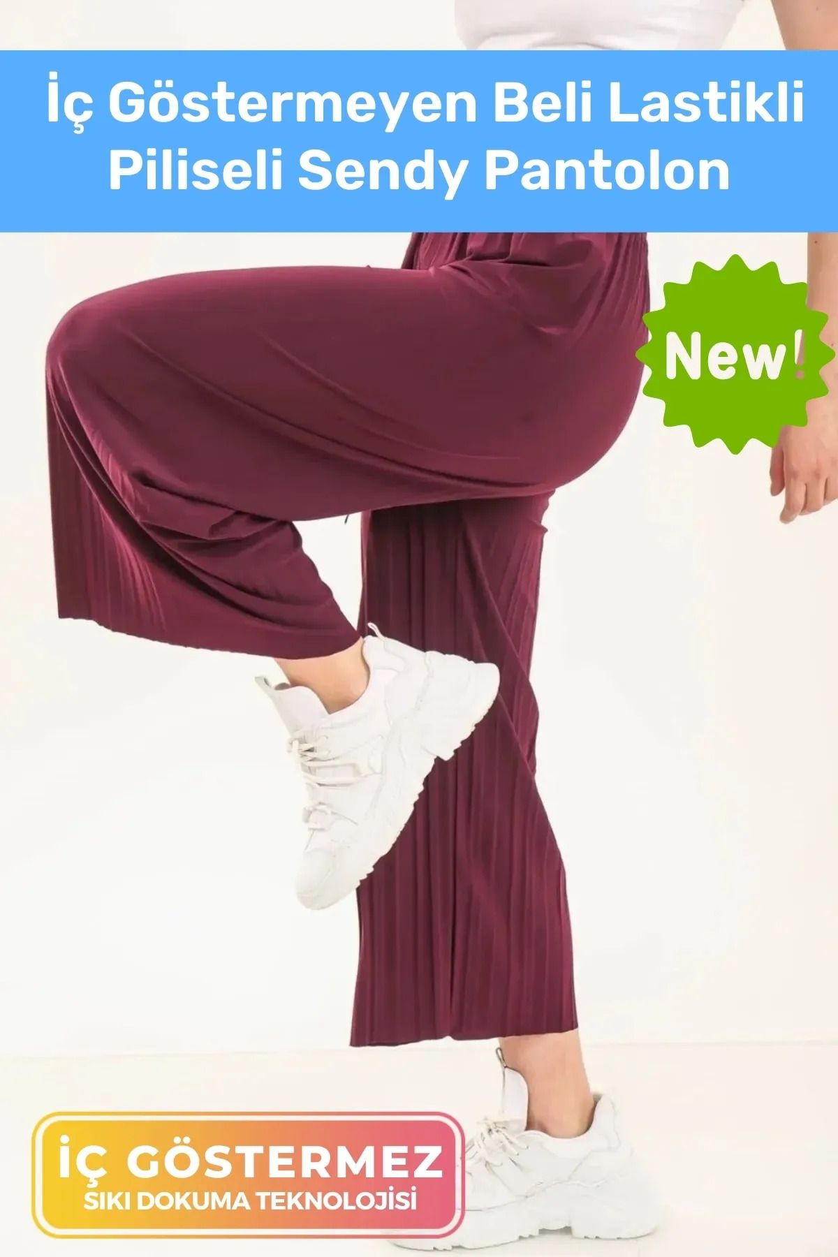 Por Favor Yeni Sezon Bol Paça Rahat İç Göstermeyen Beli Lastikli Piliseli Sendy Pantolon