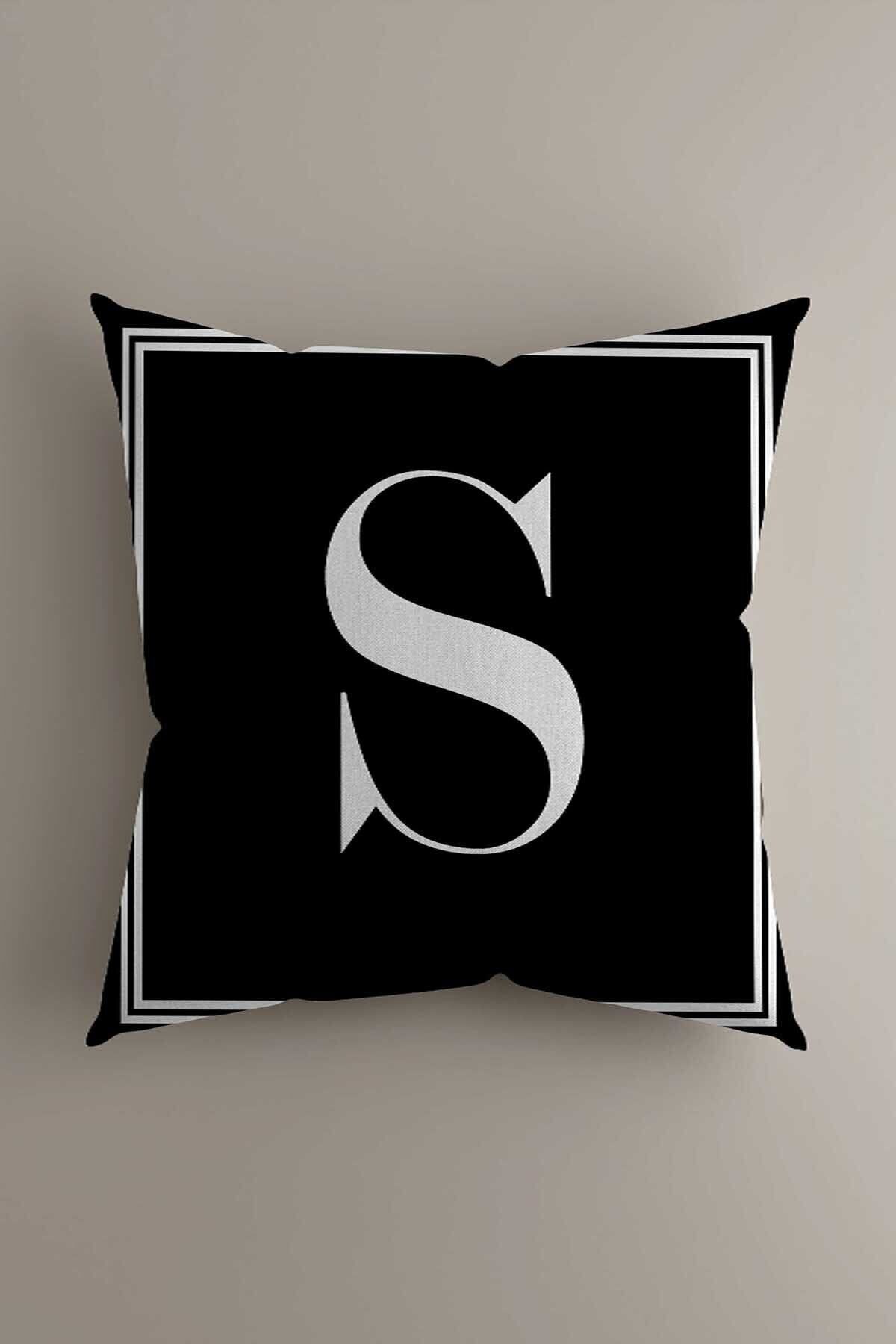 SerenityHaven Harfli Kırlent Yastık Kılıfı - S Harfi - 43x43 Cm