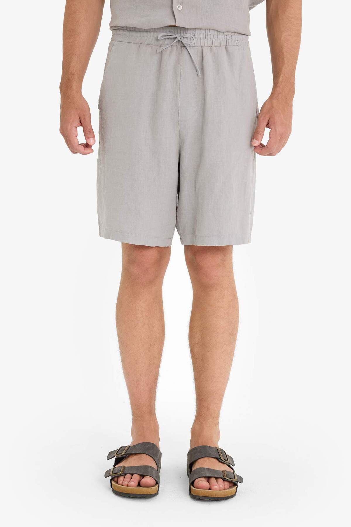 DeFacto %100 Keten Relax Fit Bermuda Şort F4599AX25HS