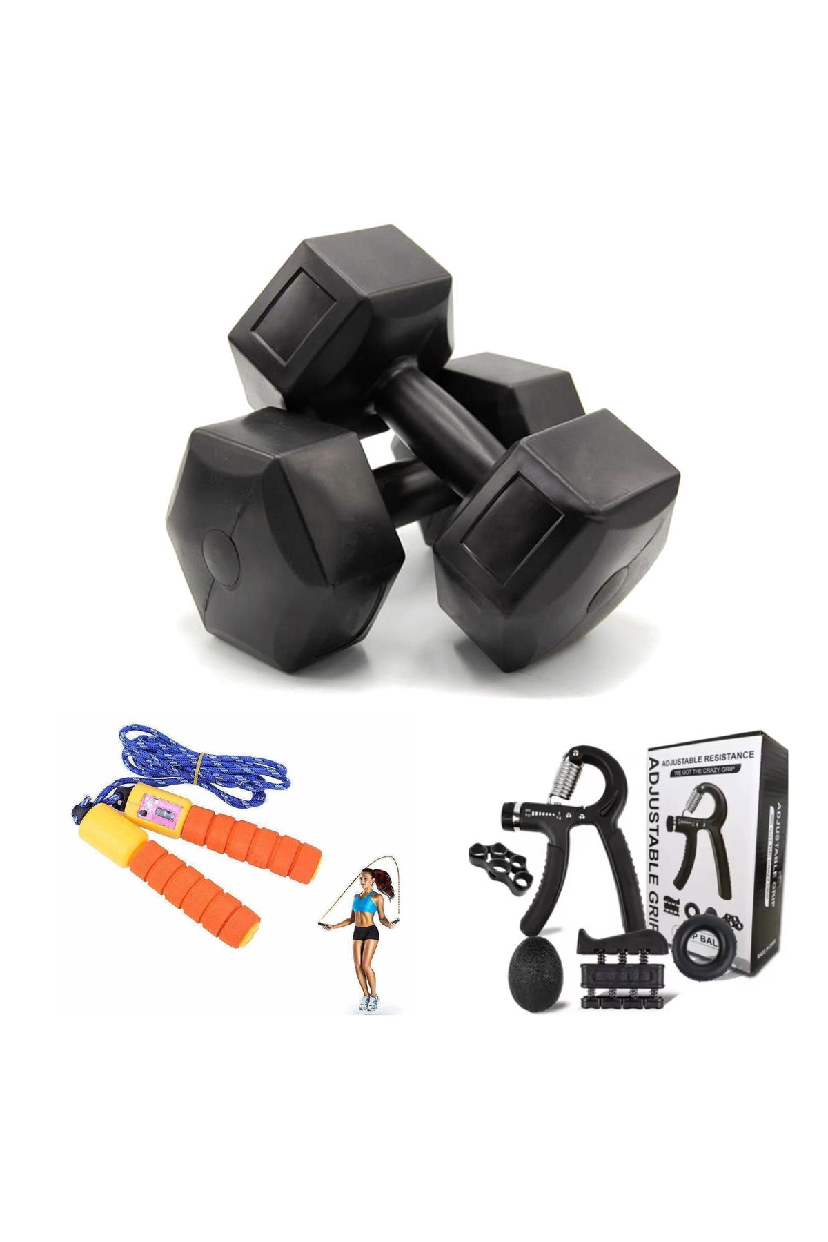 Blooming Plus 8 kg Dambil (8 KG x 2 Adet)El Ve Parmak Güçlendirici Egzersiz Seti+ Sayaçlı Atlama İpi