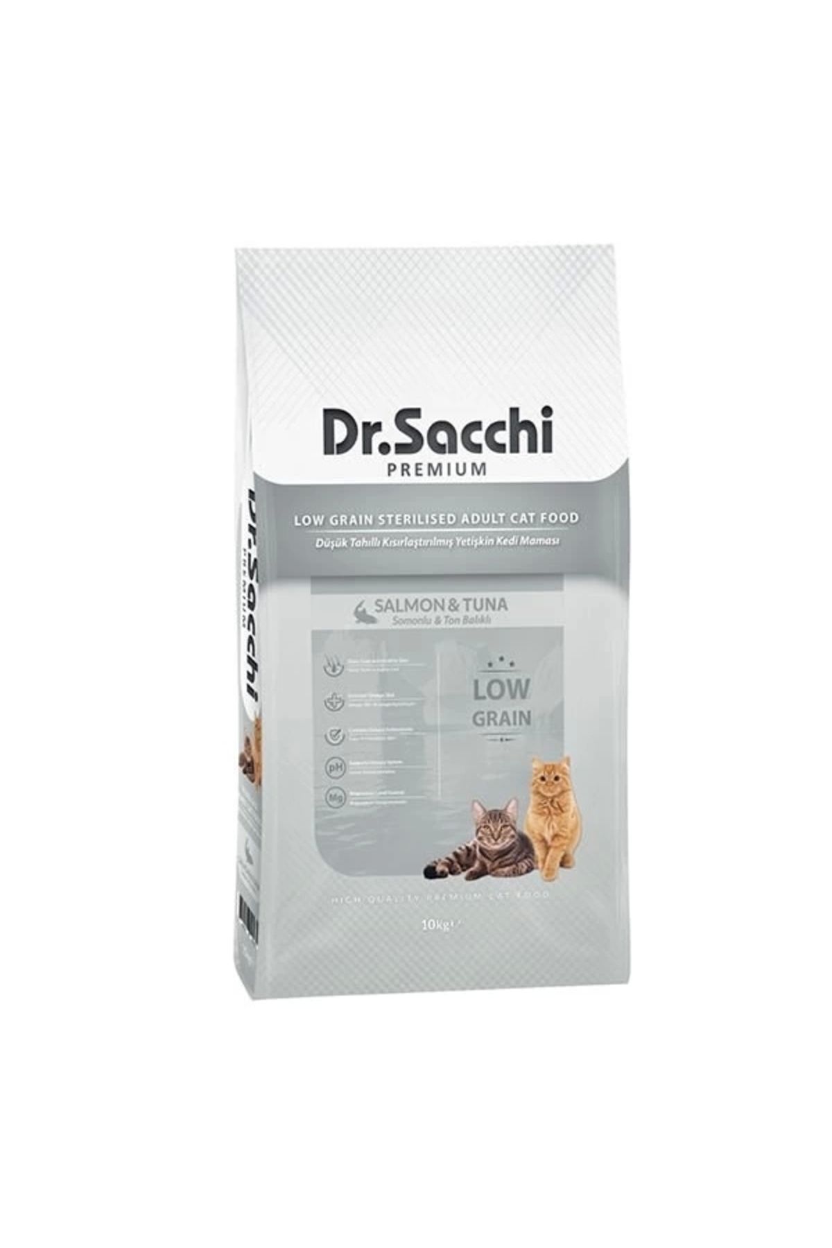 No8 Home Dr.Sacchi Premium Düşük Tahıllı Somonlu ve Ton Balıklı Kısırlaştırılmış Kedi Maması 10 Kg