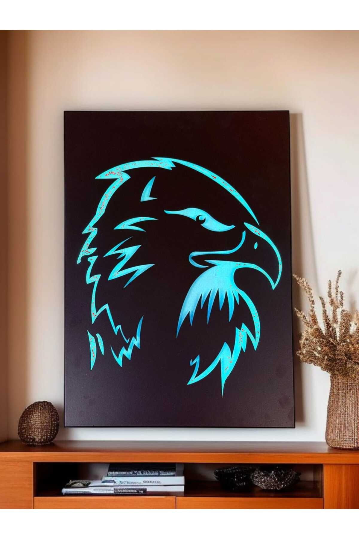shop Kartal Desen Duvar Metal Tablo Led'li