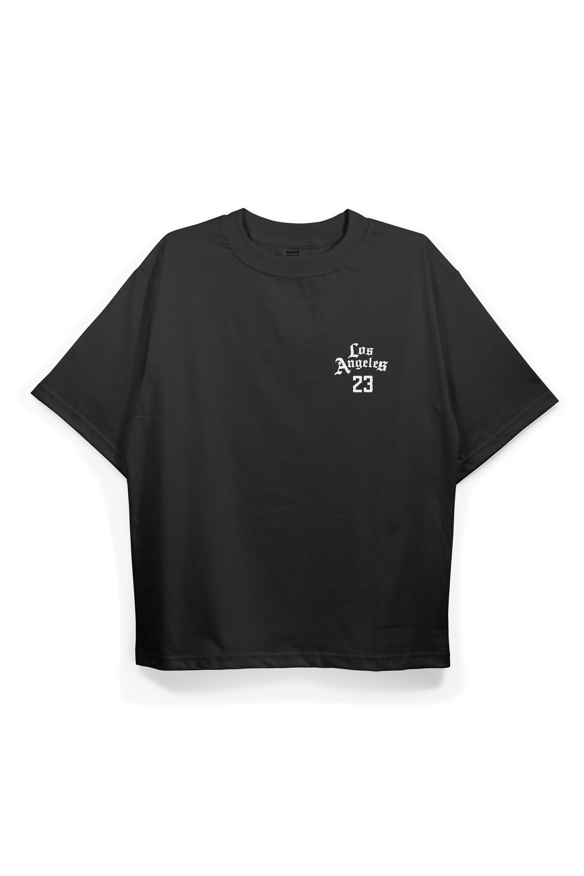 Pinned Unisex LA23 Baskılı Beyaz Oversize Tişört | Arka ve Ön Baskılı Pamuk Yazlık Erkek Kadın Tshirt