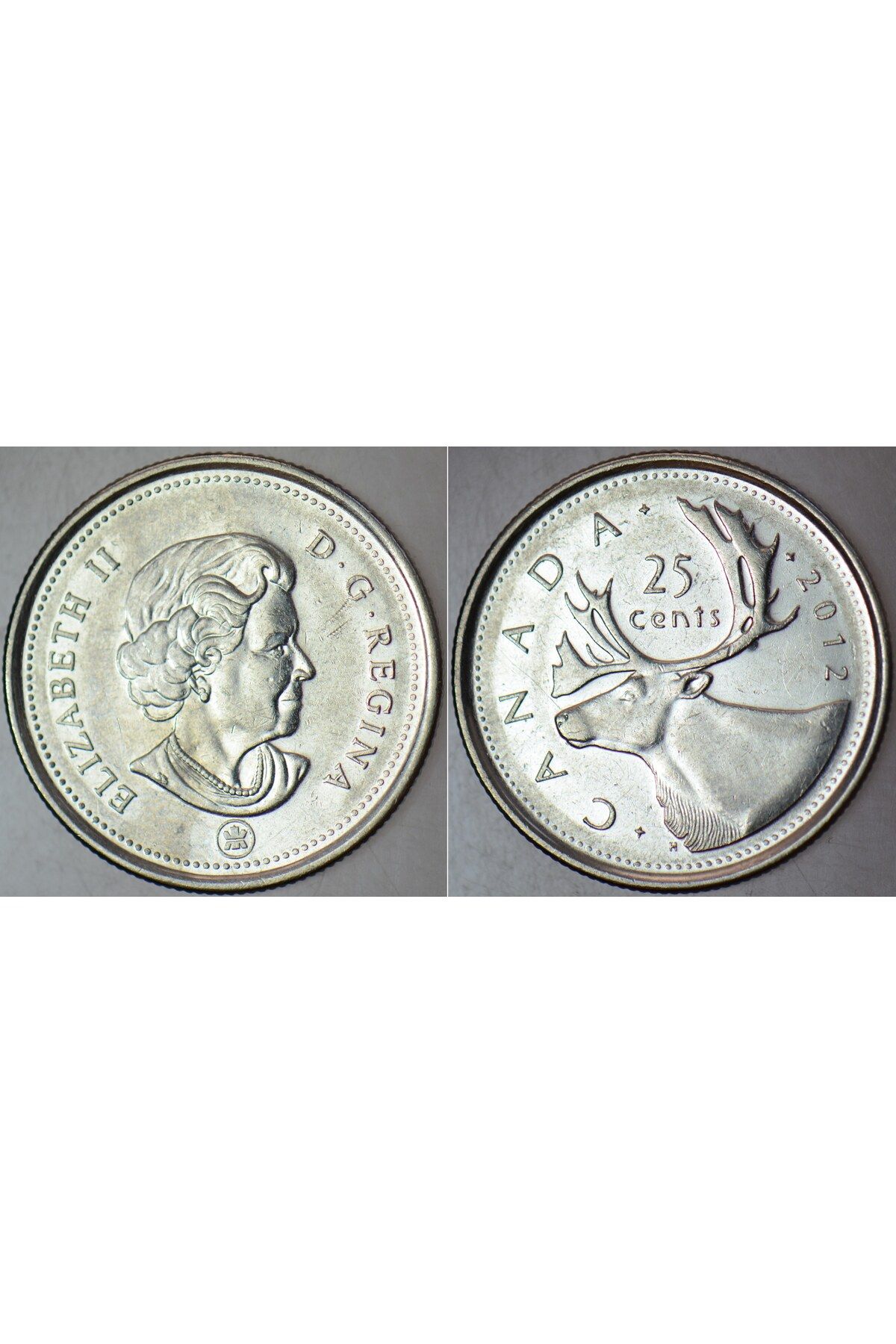 Banknoting KANADA 25 CENT 2012 KRALİÇE II. ELİZABETH. 23,8 mm ÇAPINDA