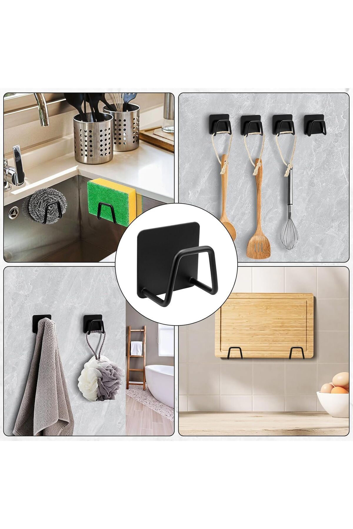 MAİN SHOP Yapışkanlı Paslanmaz Çelik Bulaşık Sünger Tutucu Bulaşık Süngeri Tutacağı Askı 4 Adet M-SNG1